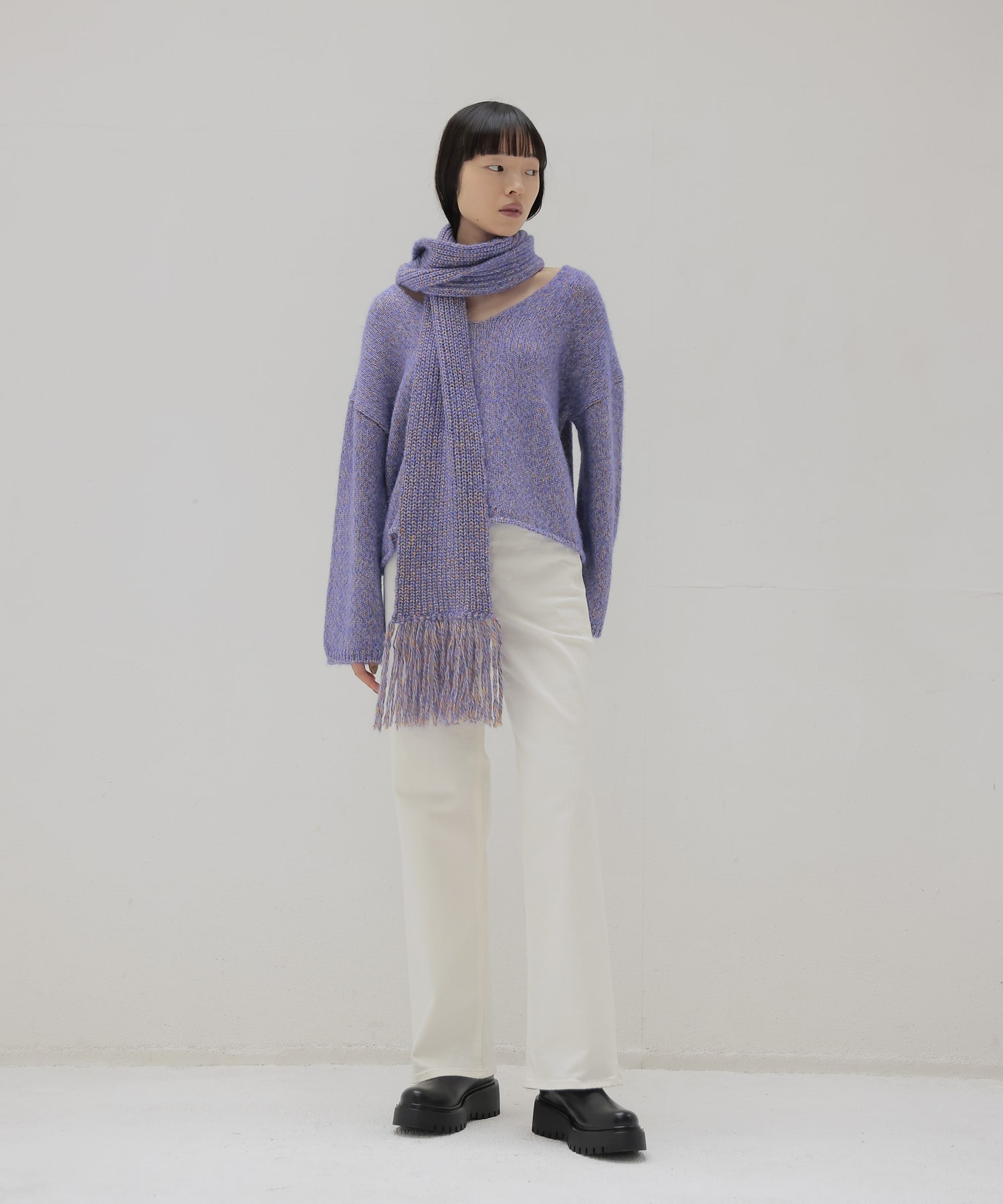scarf-Vneck pullover