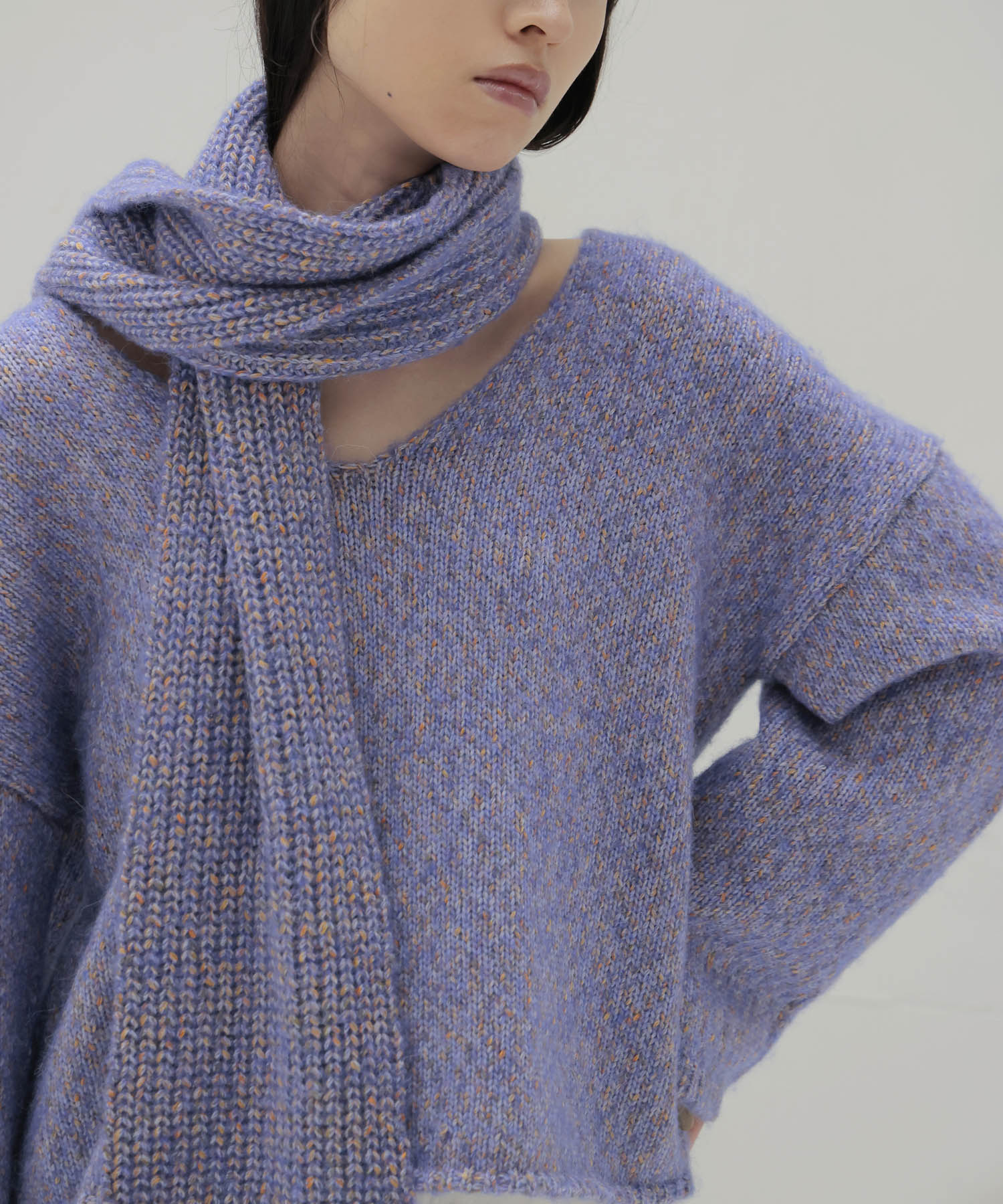 scarf-Vneck pullover