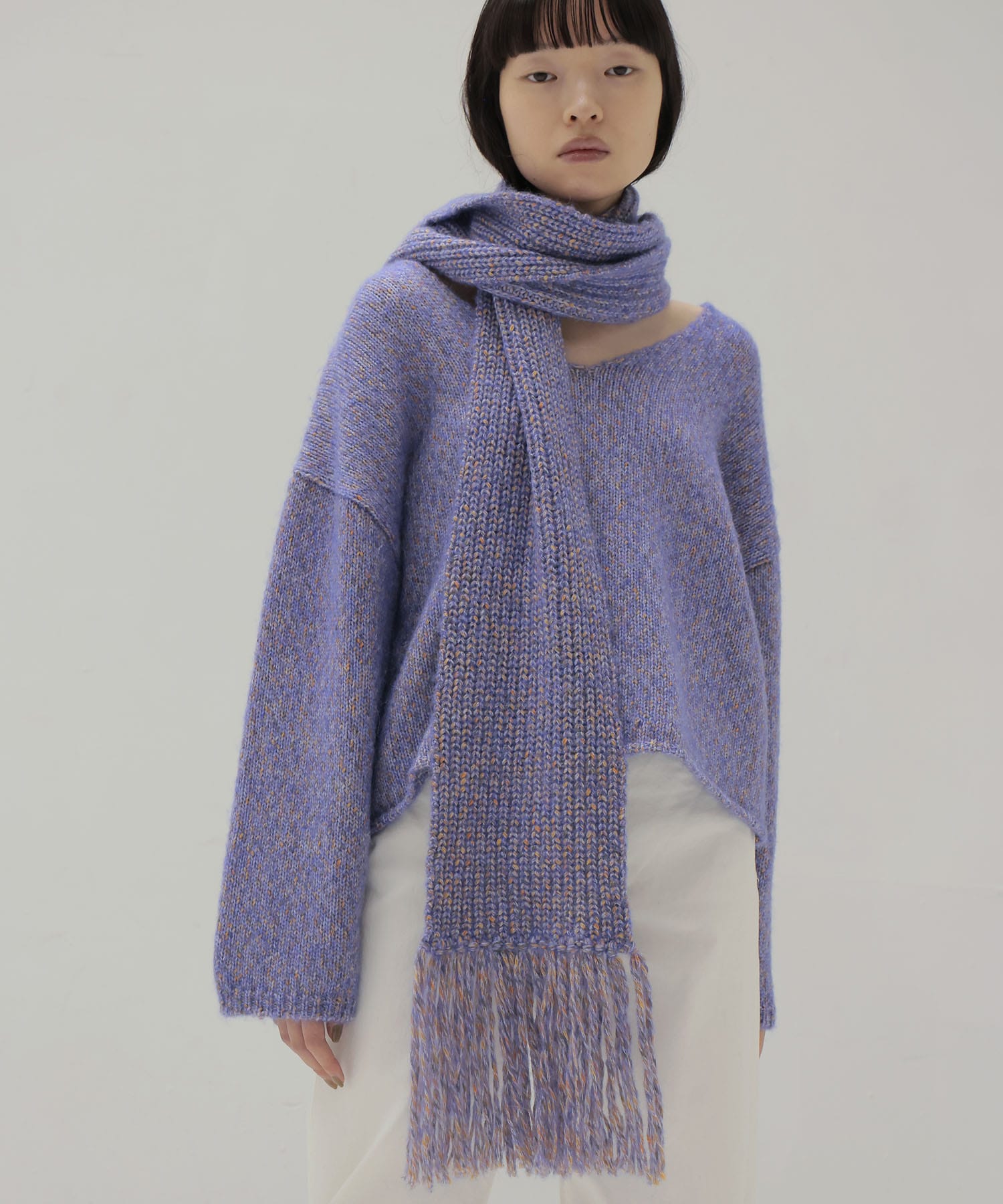scarf-Vneck pullover