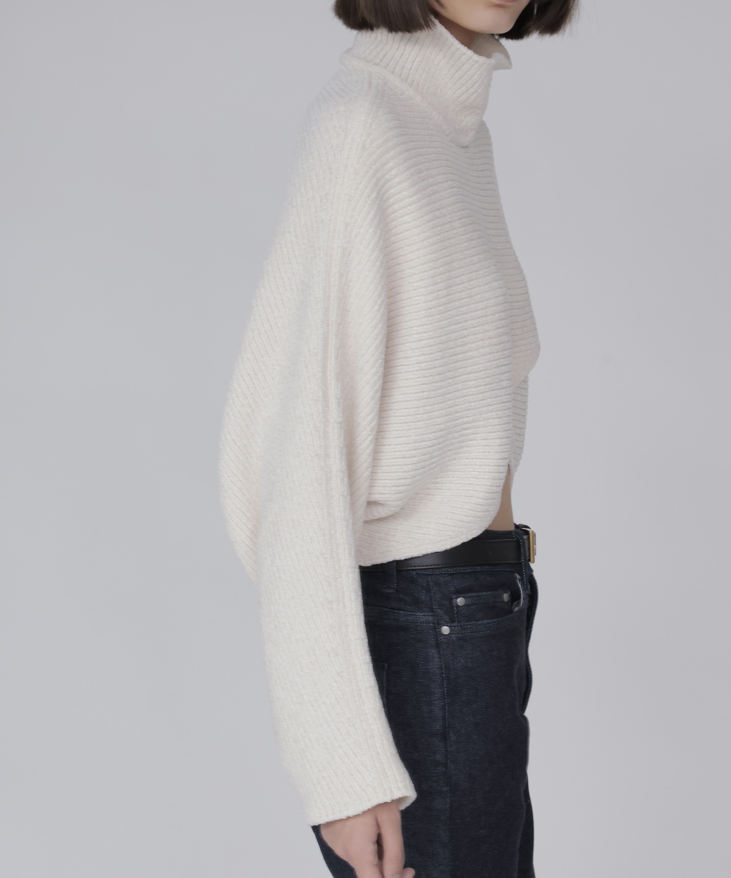 velours high neck short pullover