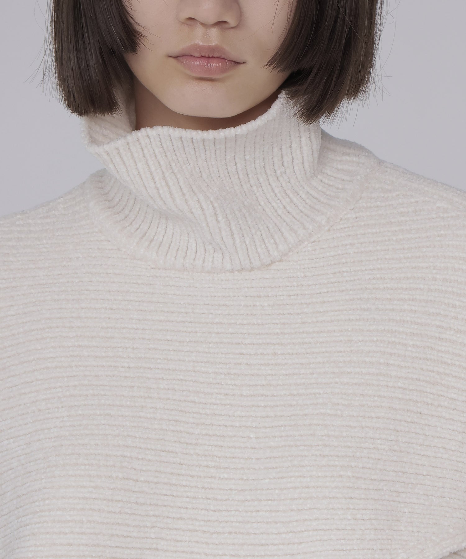 velours high neck short pullover