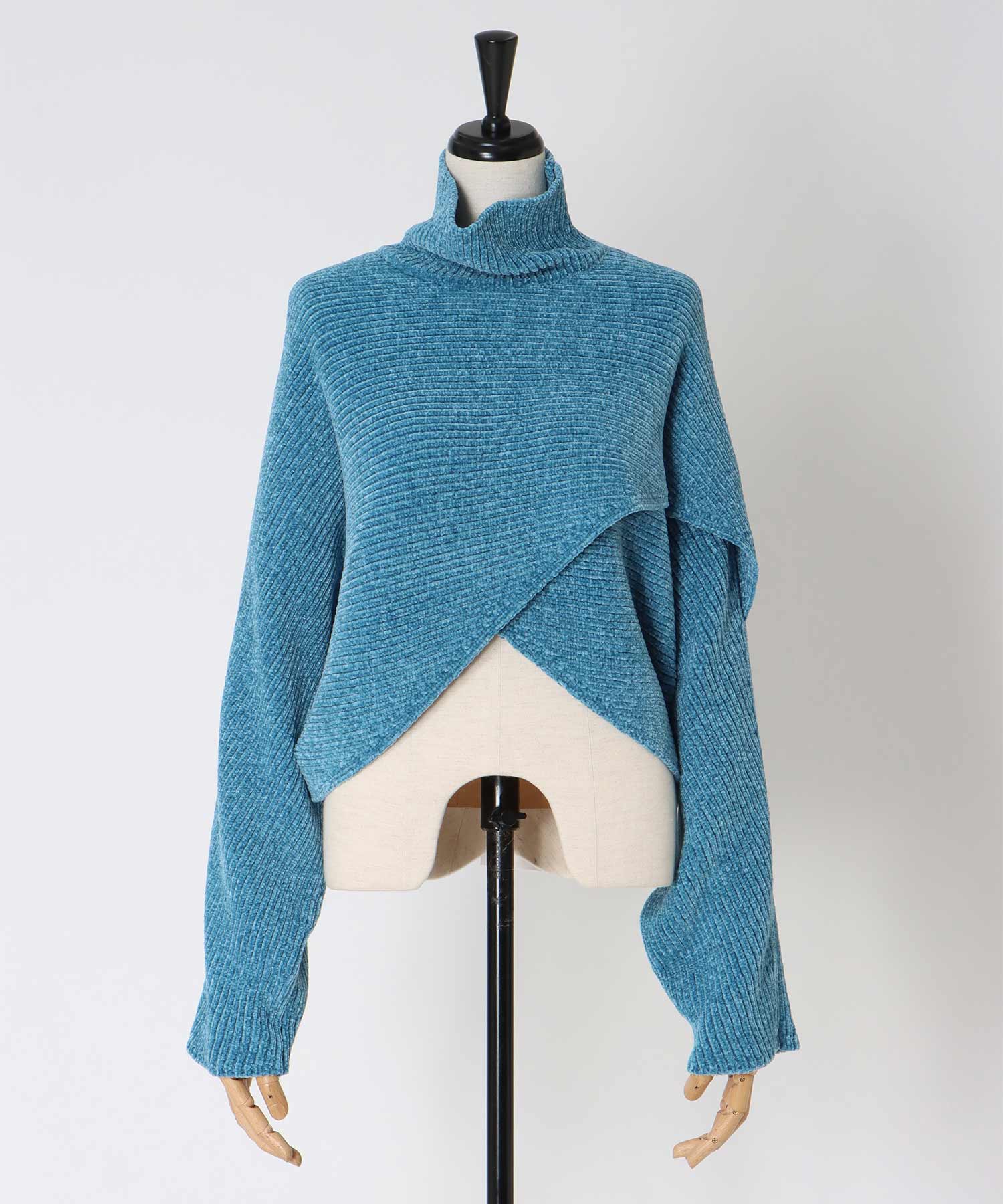 velours high neck short pullover