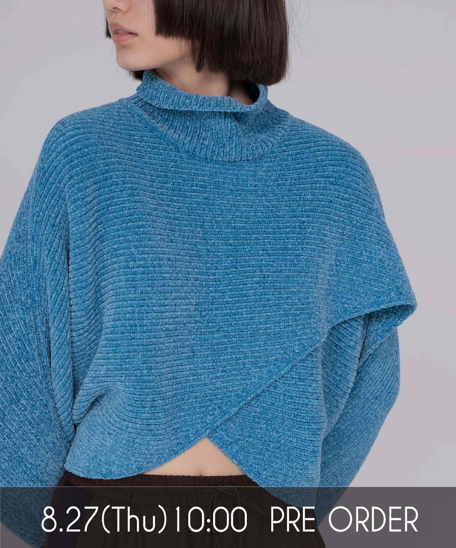 velours high neck short pullover