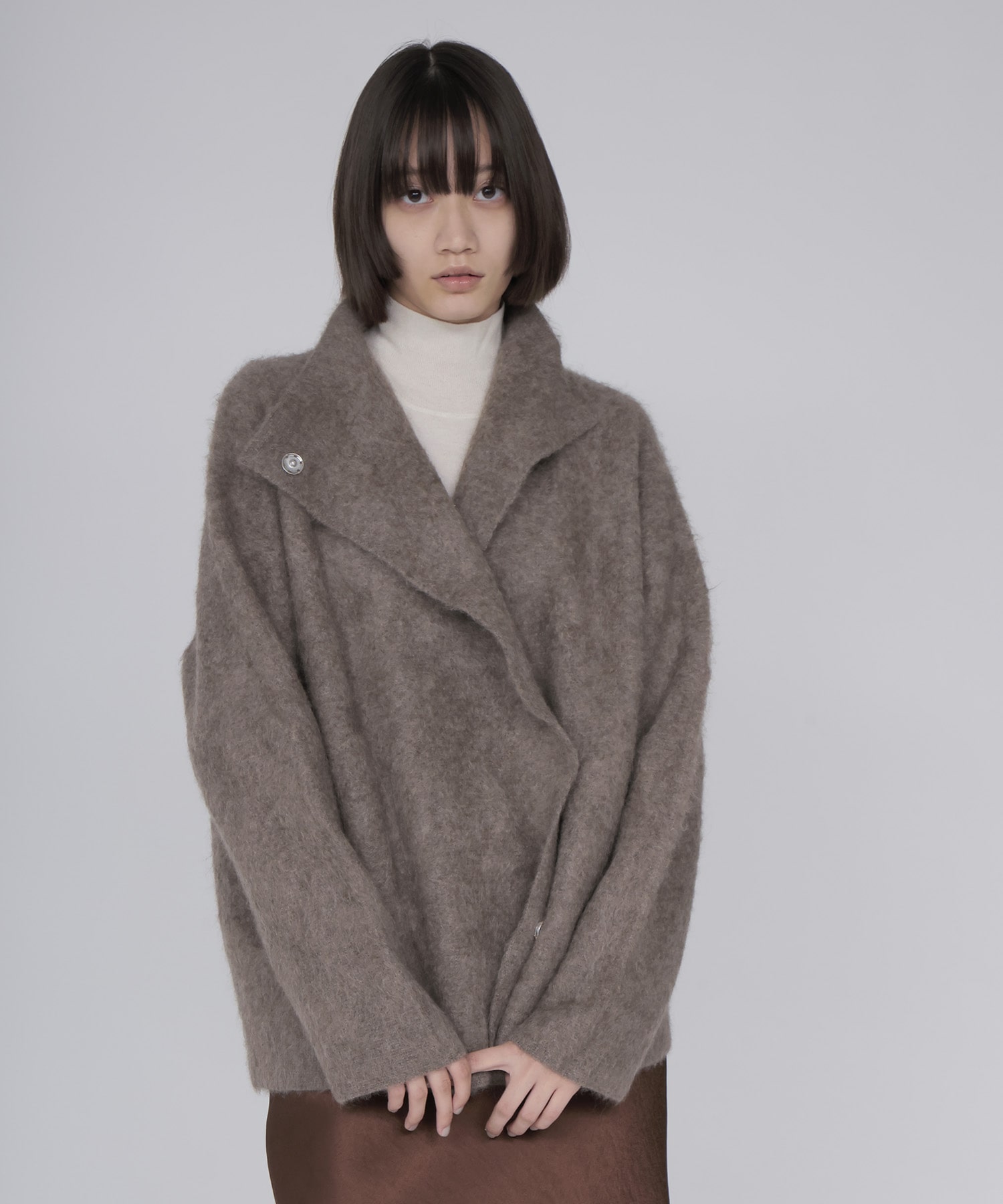 YAK asymmetric knit jacket