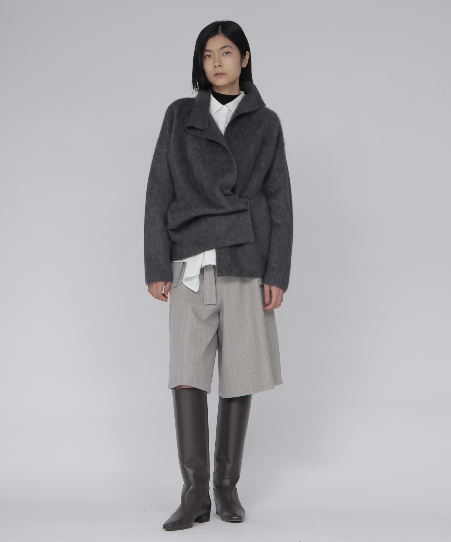 YAK asymmetric knit jacket