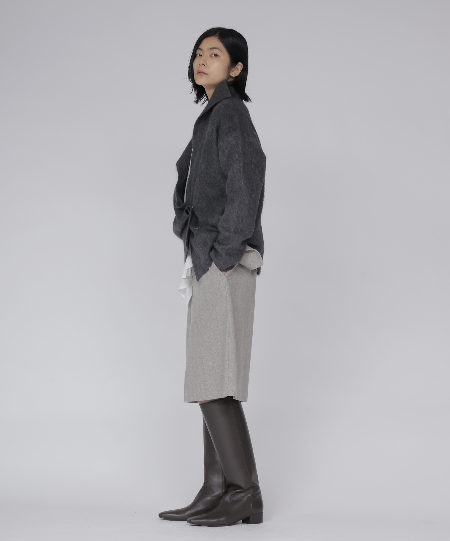 YAK asymmetric knit jacket