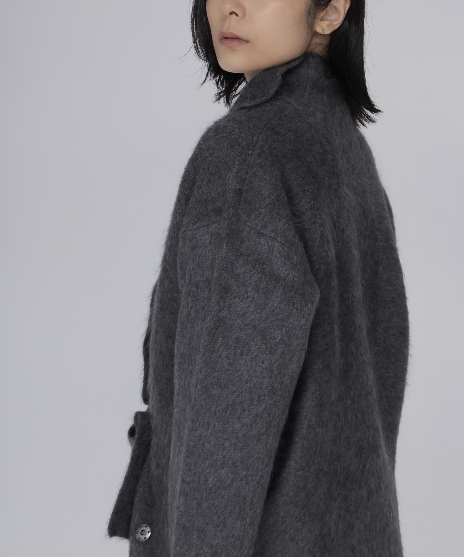 YAK asymmetric knit jacket