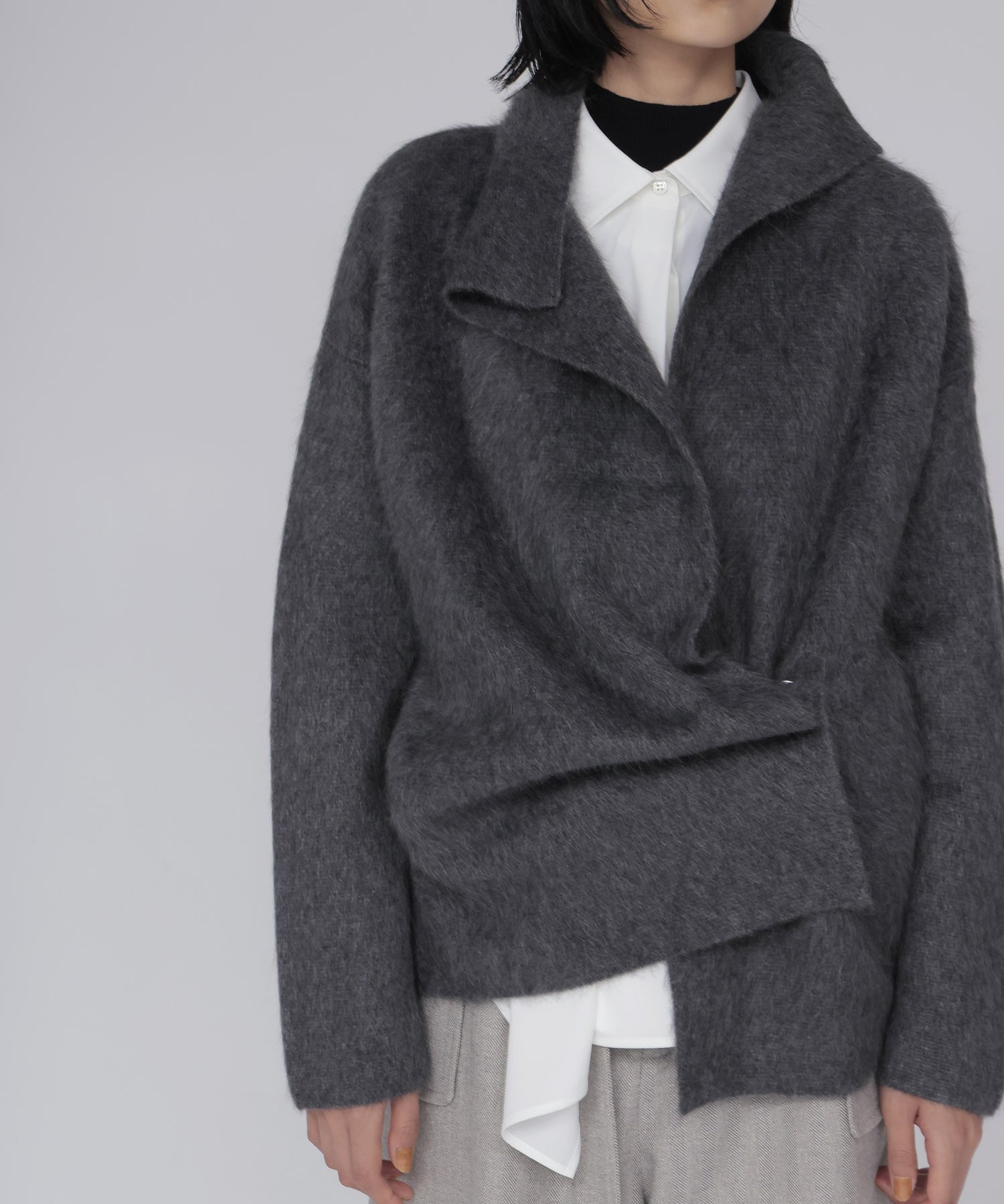 YAK asymmetric knit jacket