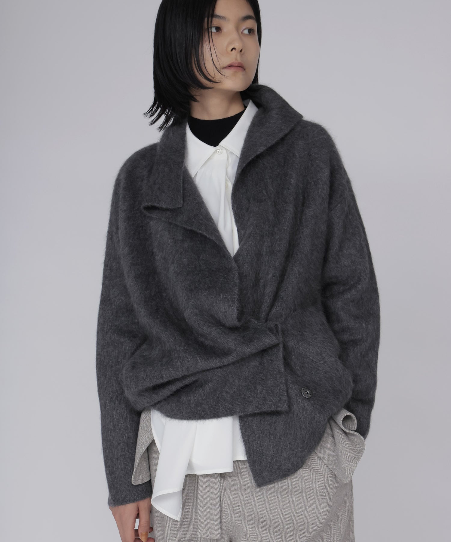 YAK asymmetric knit jacket