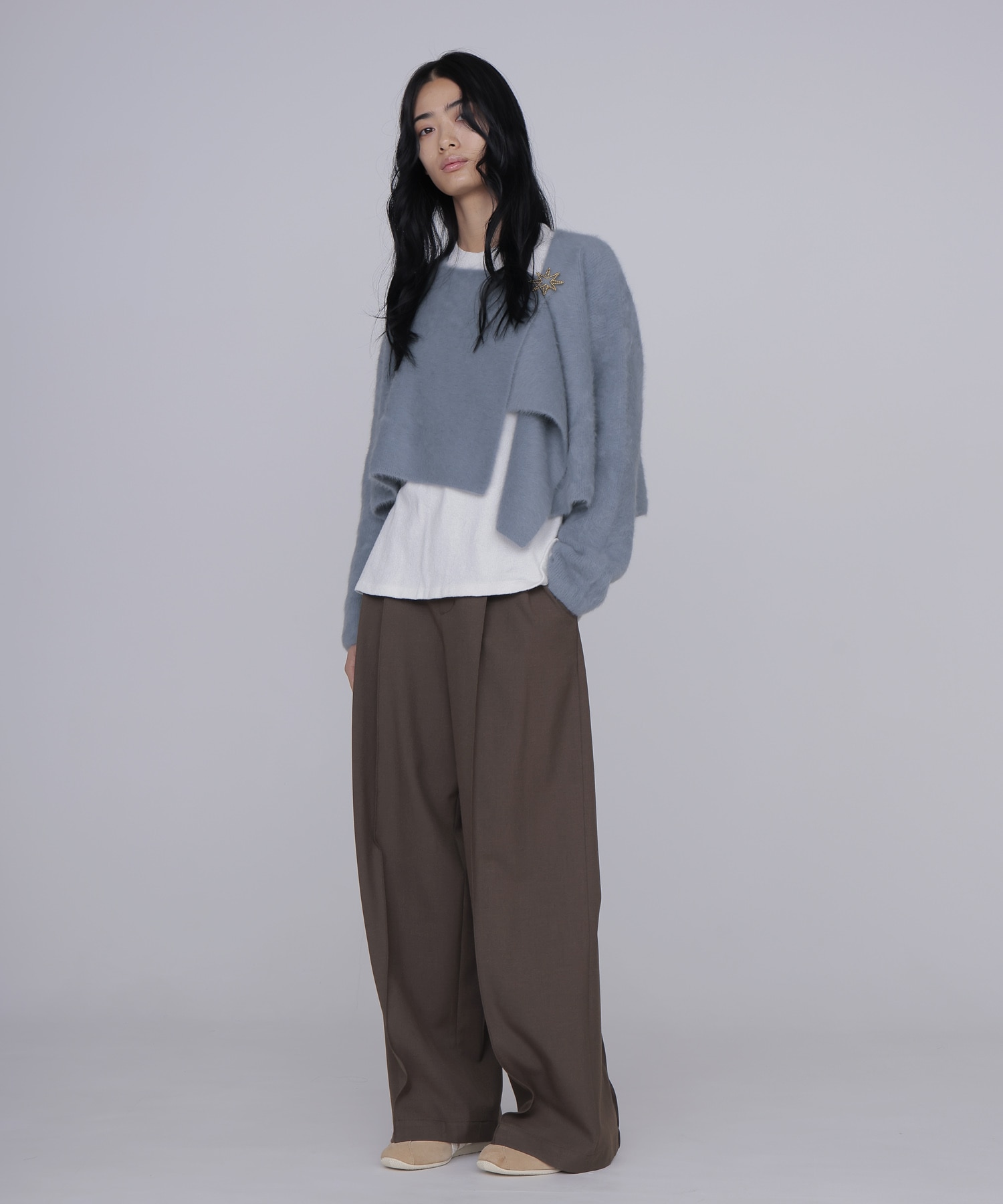 fox/ca drape collar cardigan