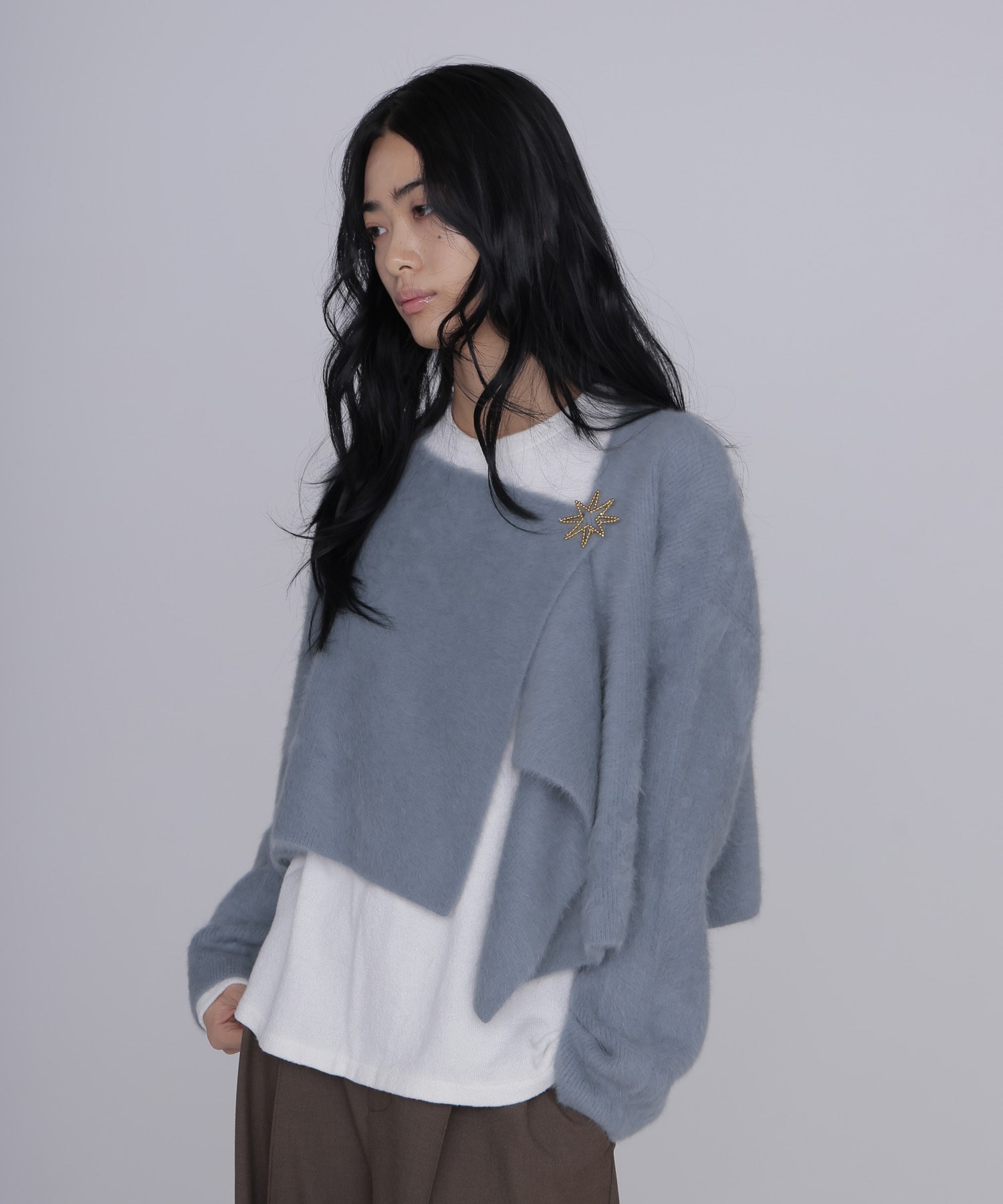 fox/ca drape collar cardigan