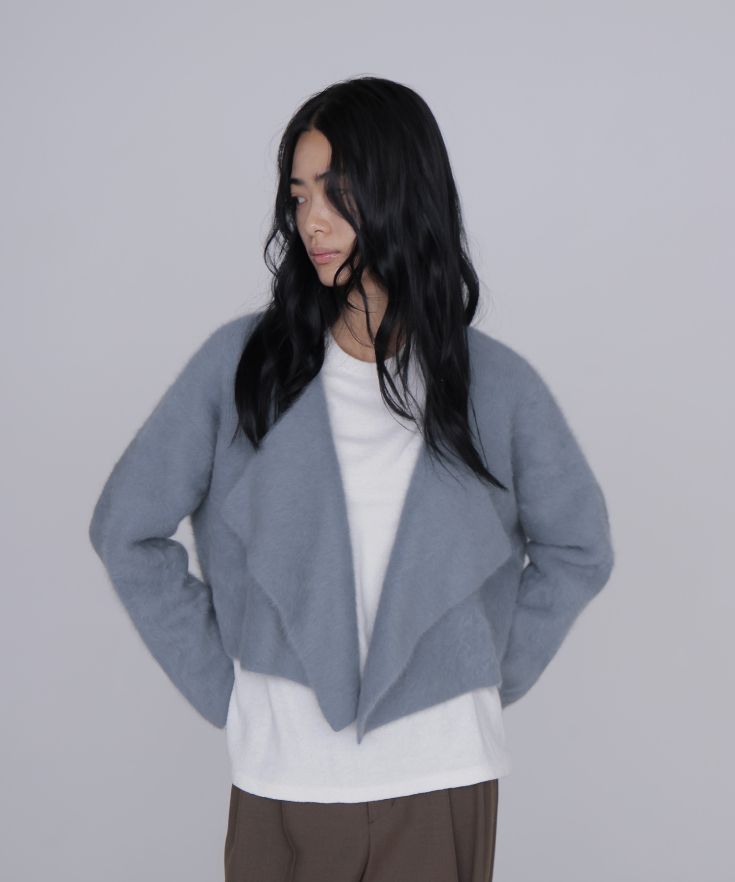 fox/ca drape collar cardigan