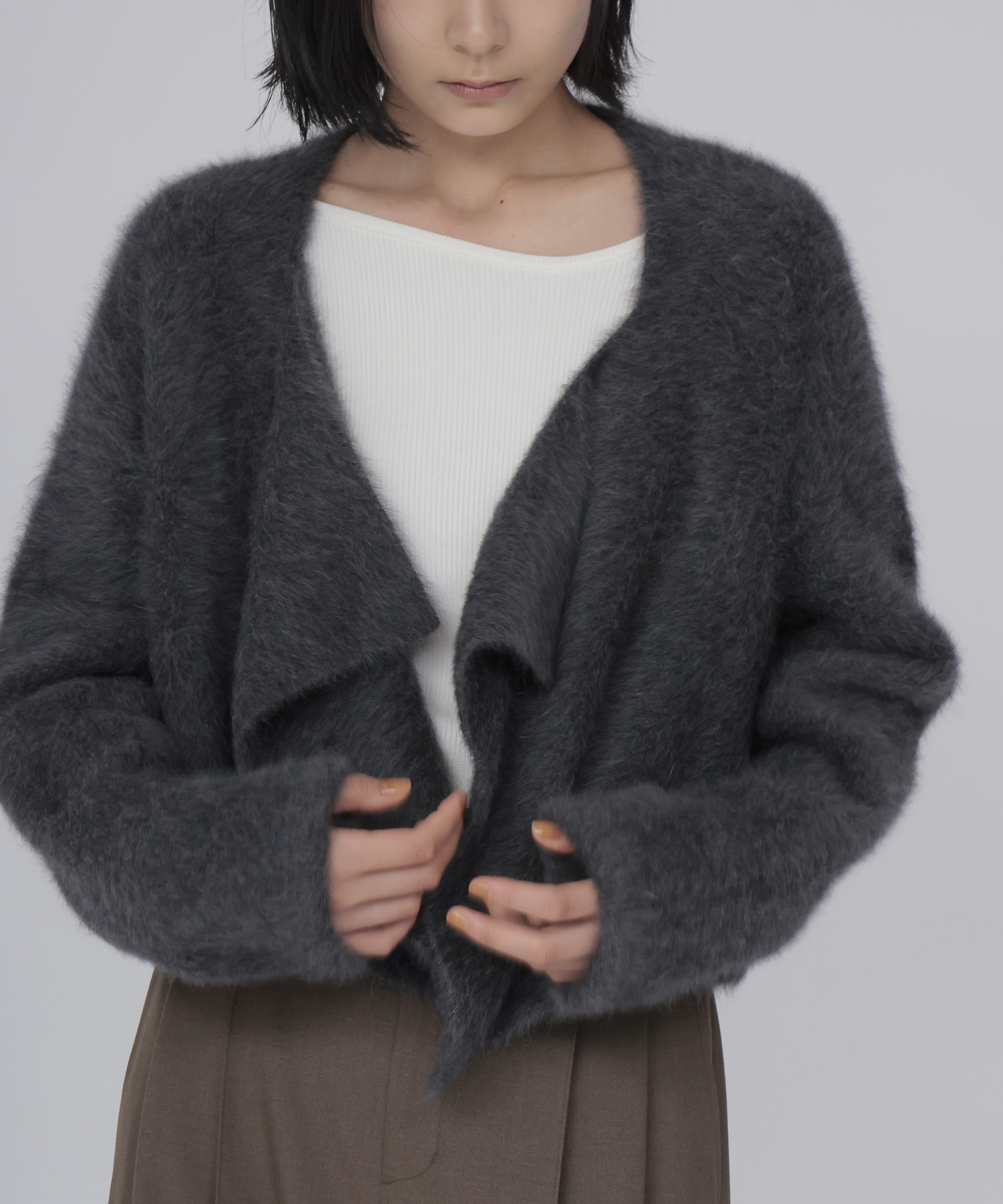 fox/ca drape collar cardigan