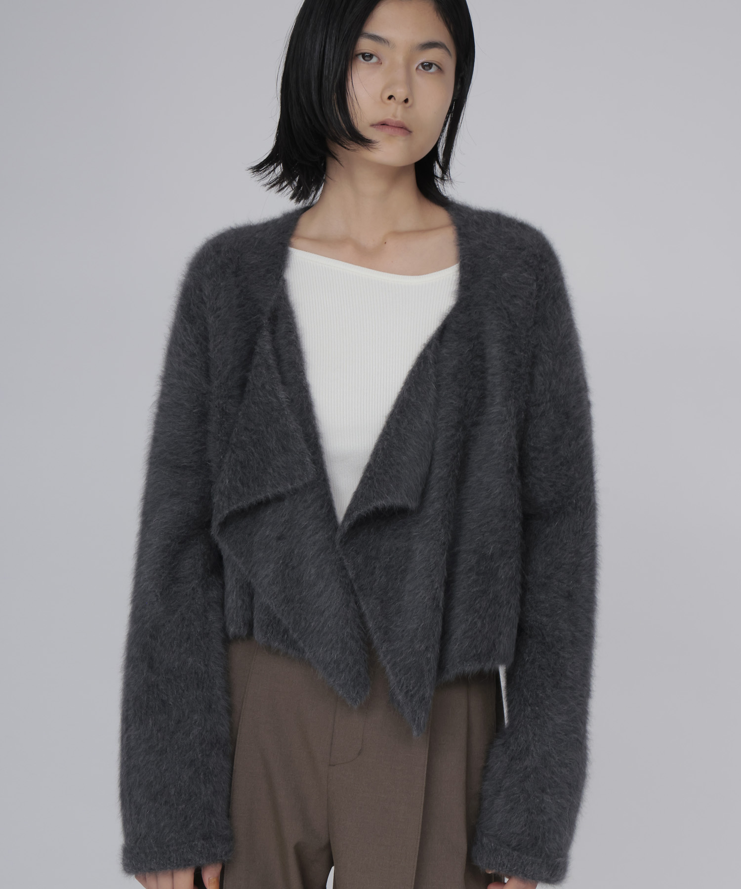 fox/ca drape collar cardigan