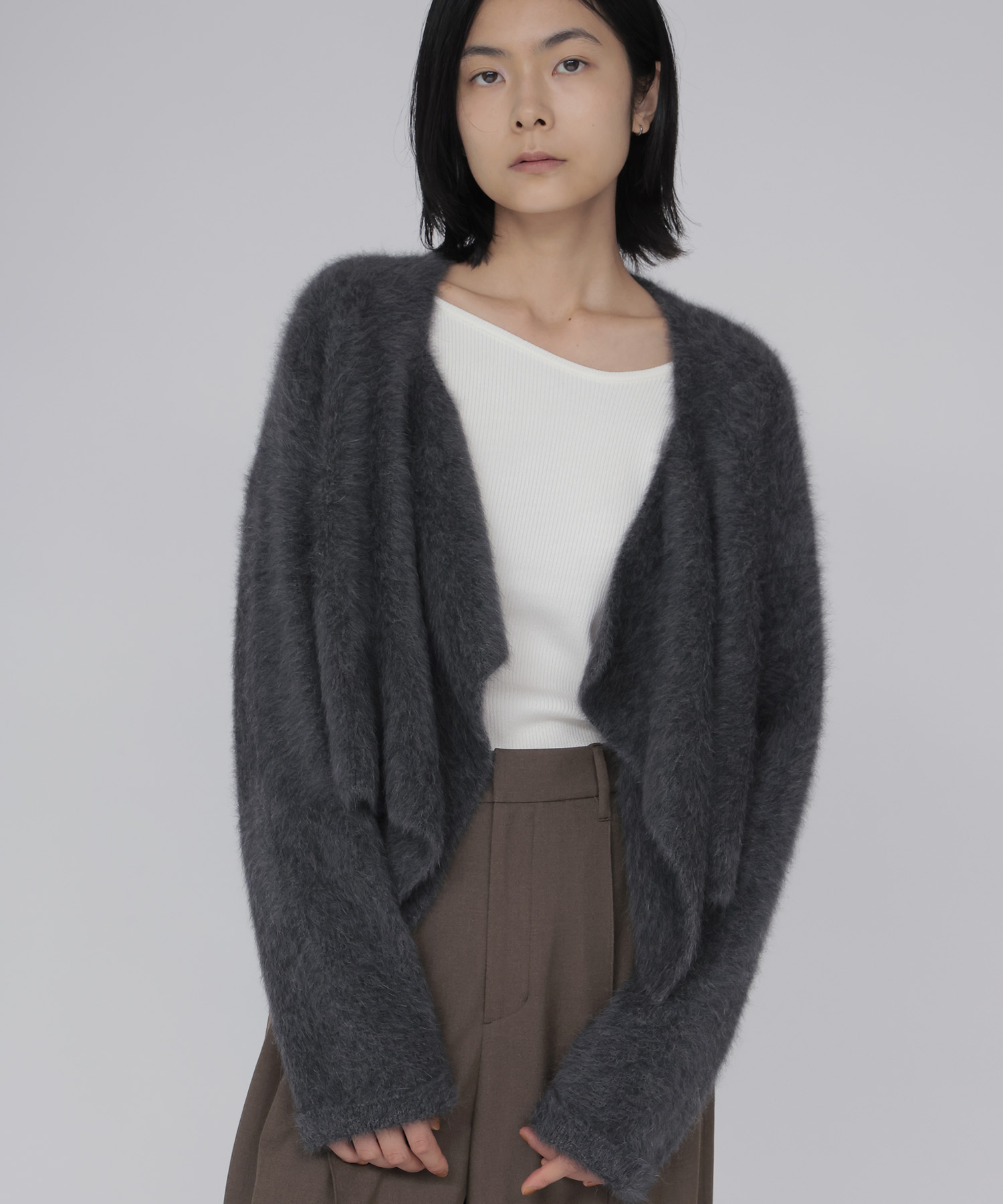 fox/ca drape collar cardigan