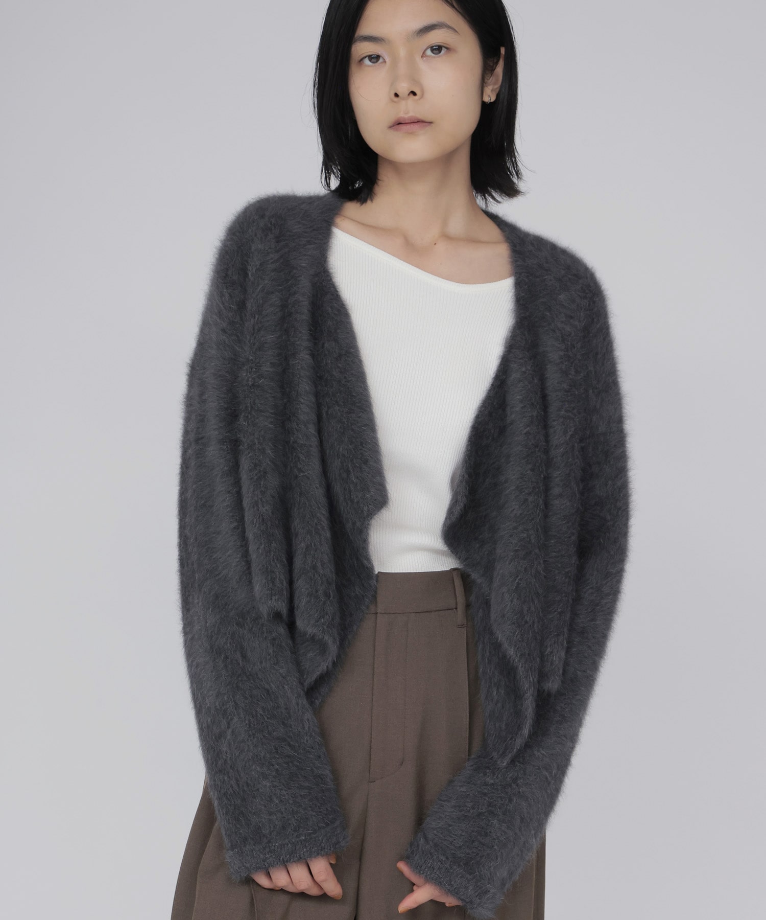 fox/ca drape collar cardigan