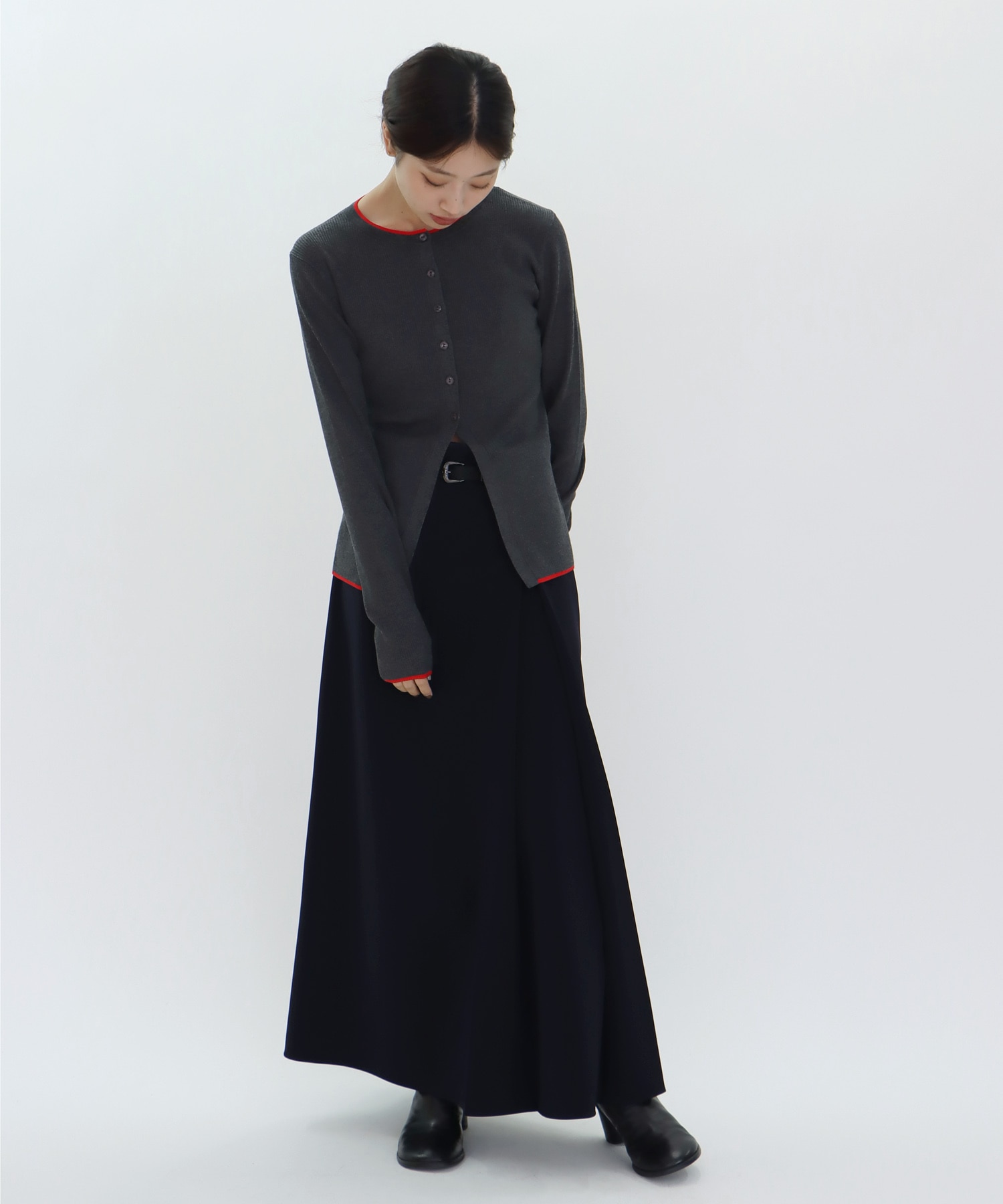 wool silk rib cardigan