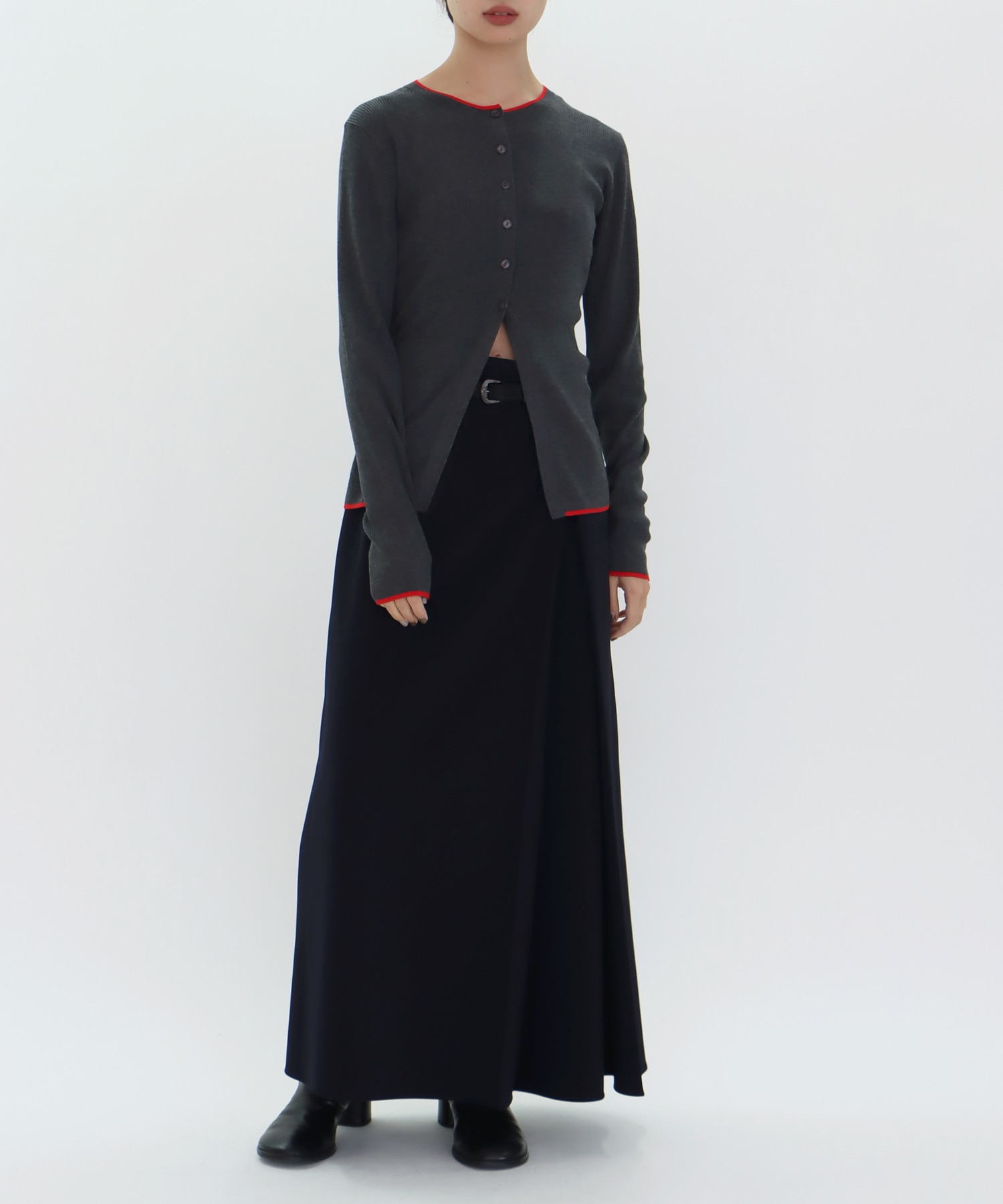 wool silk rib cardigan