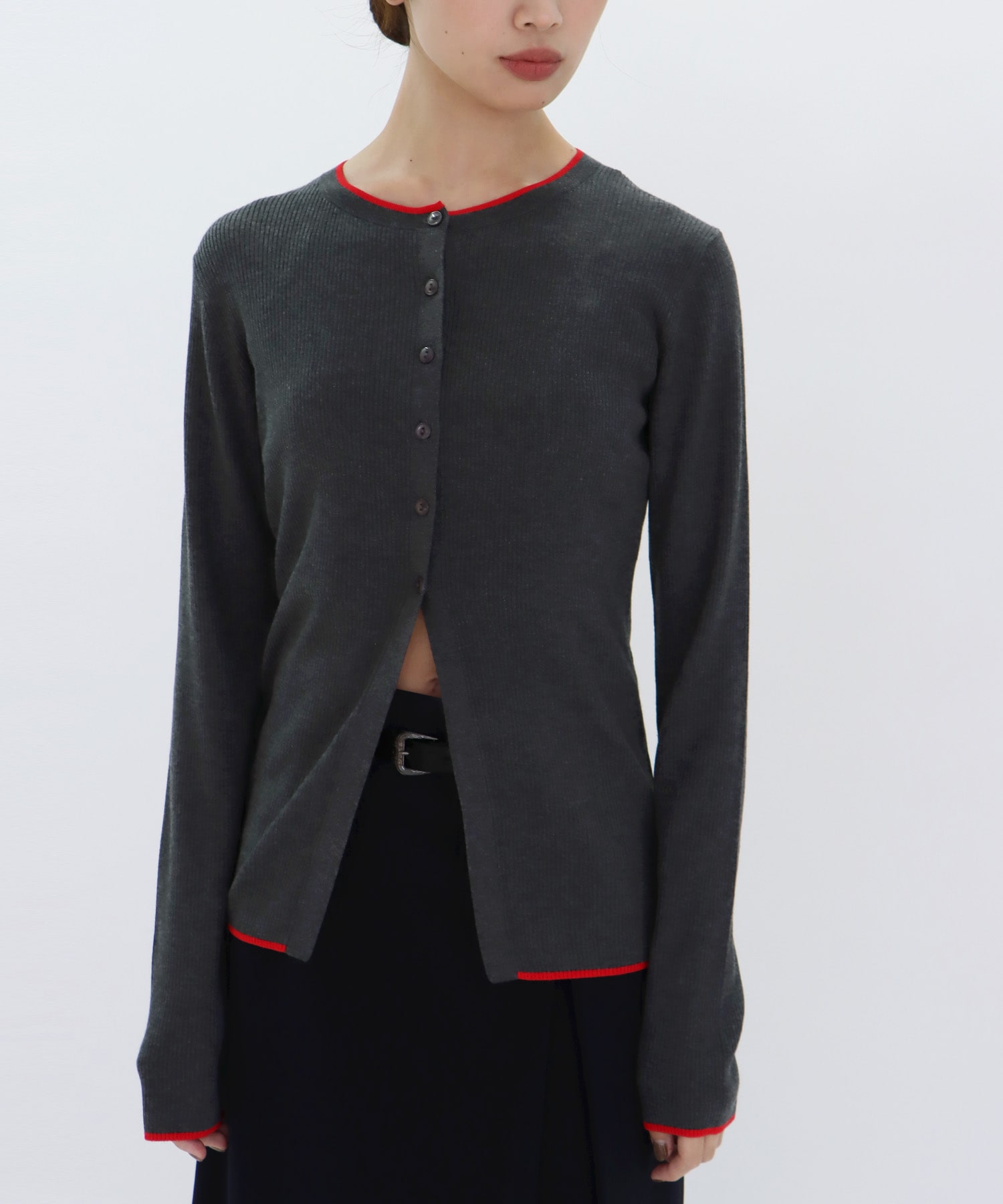wool silk rib cardigan