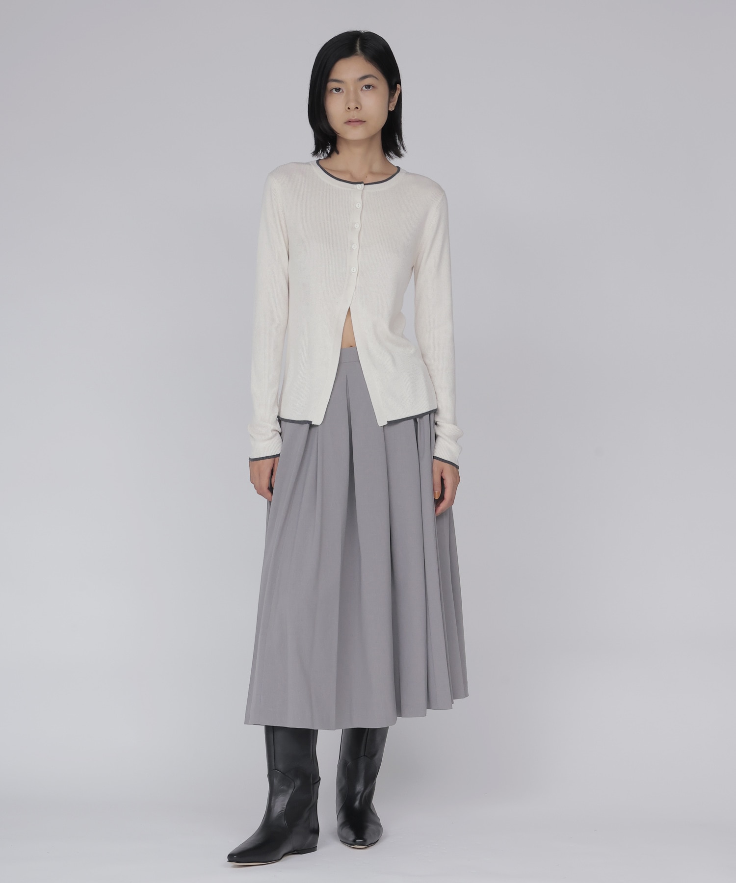 wool silk rib cardigan