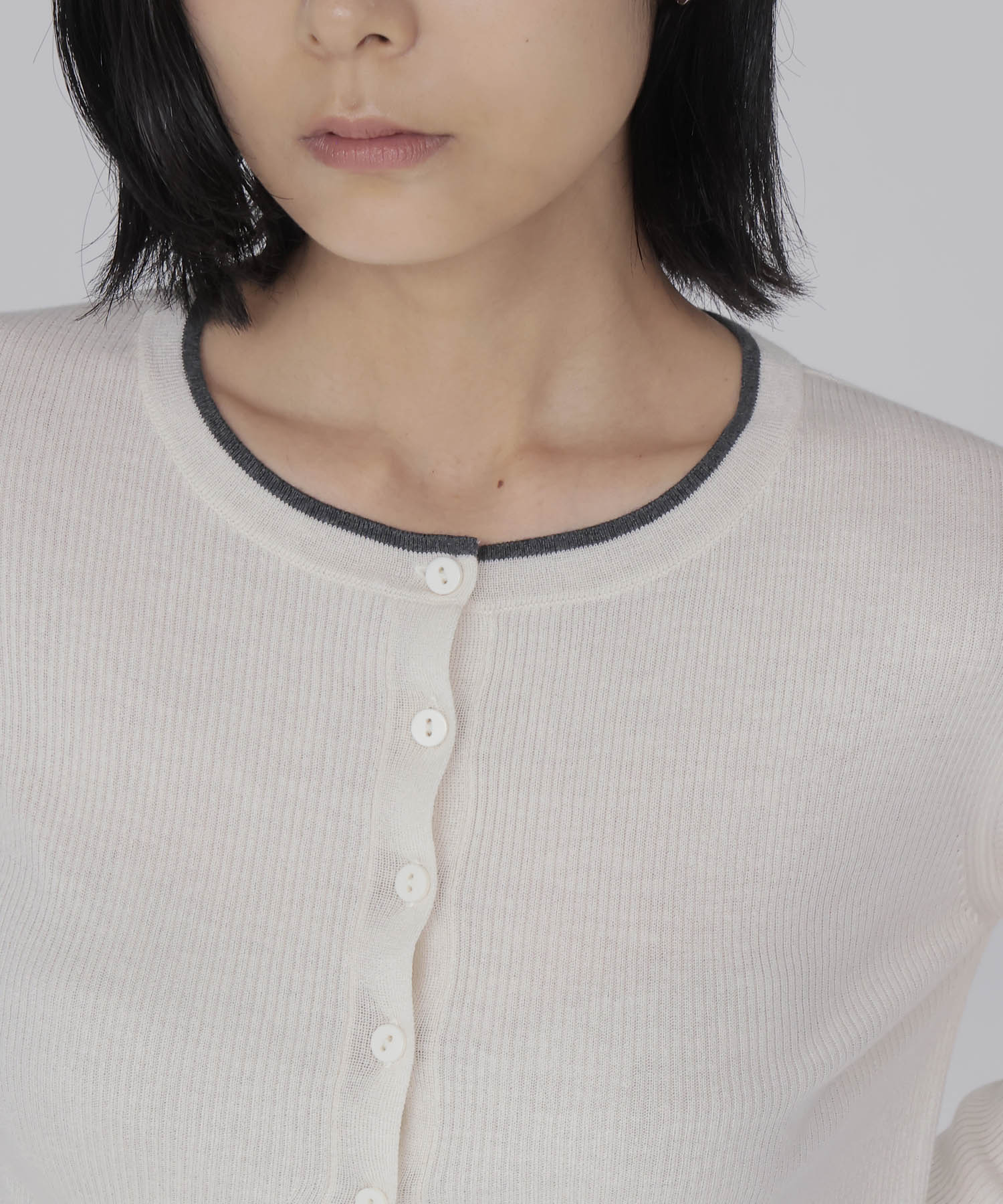 wool silk rib cardigan