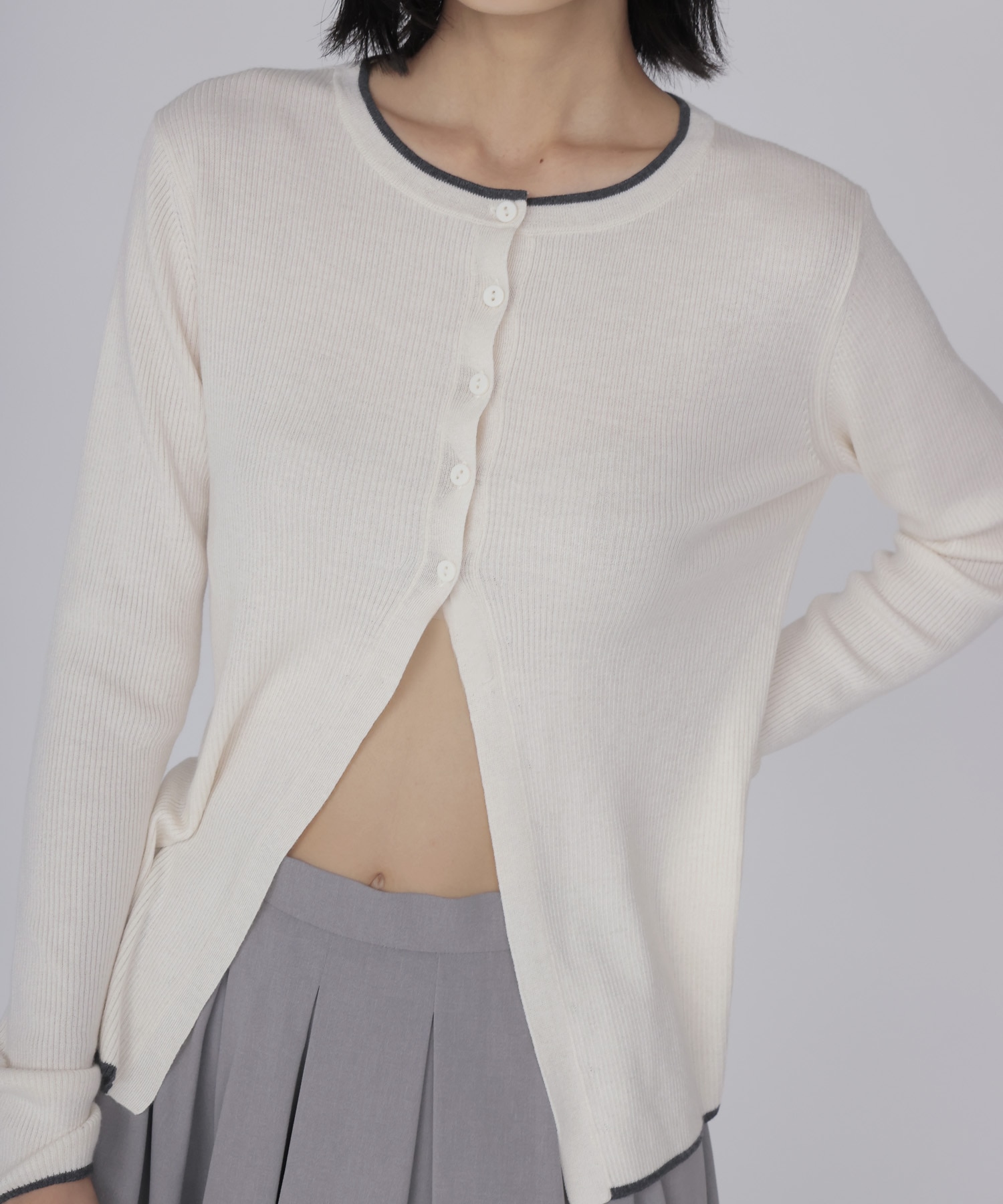 wool silk rib cardigan