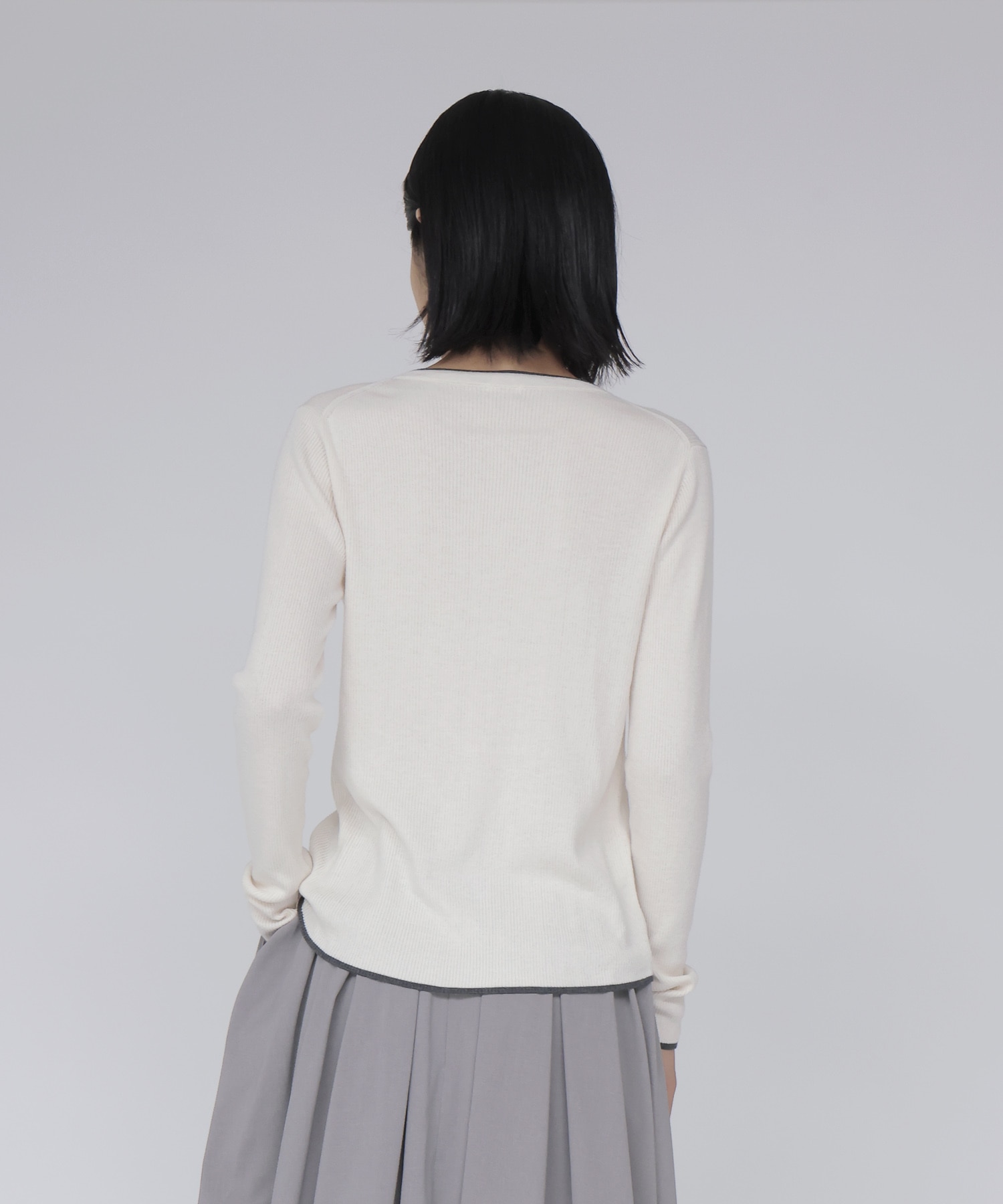 wool silk rib cardigan