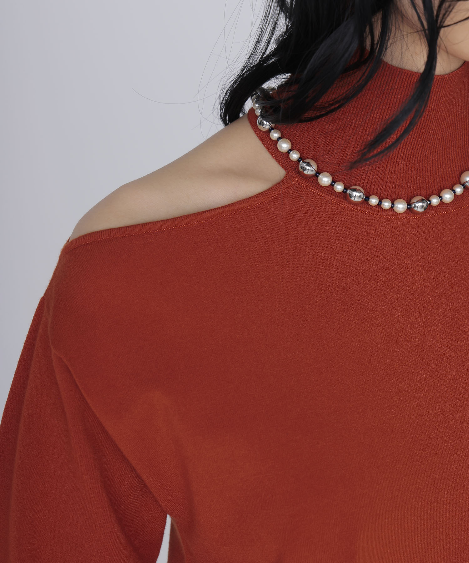 shoulder slit knit dress