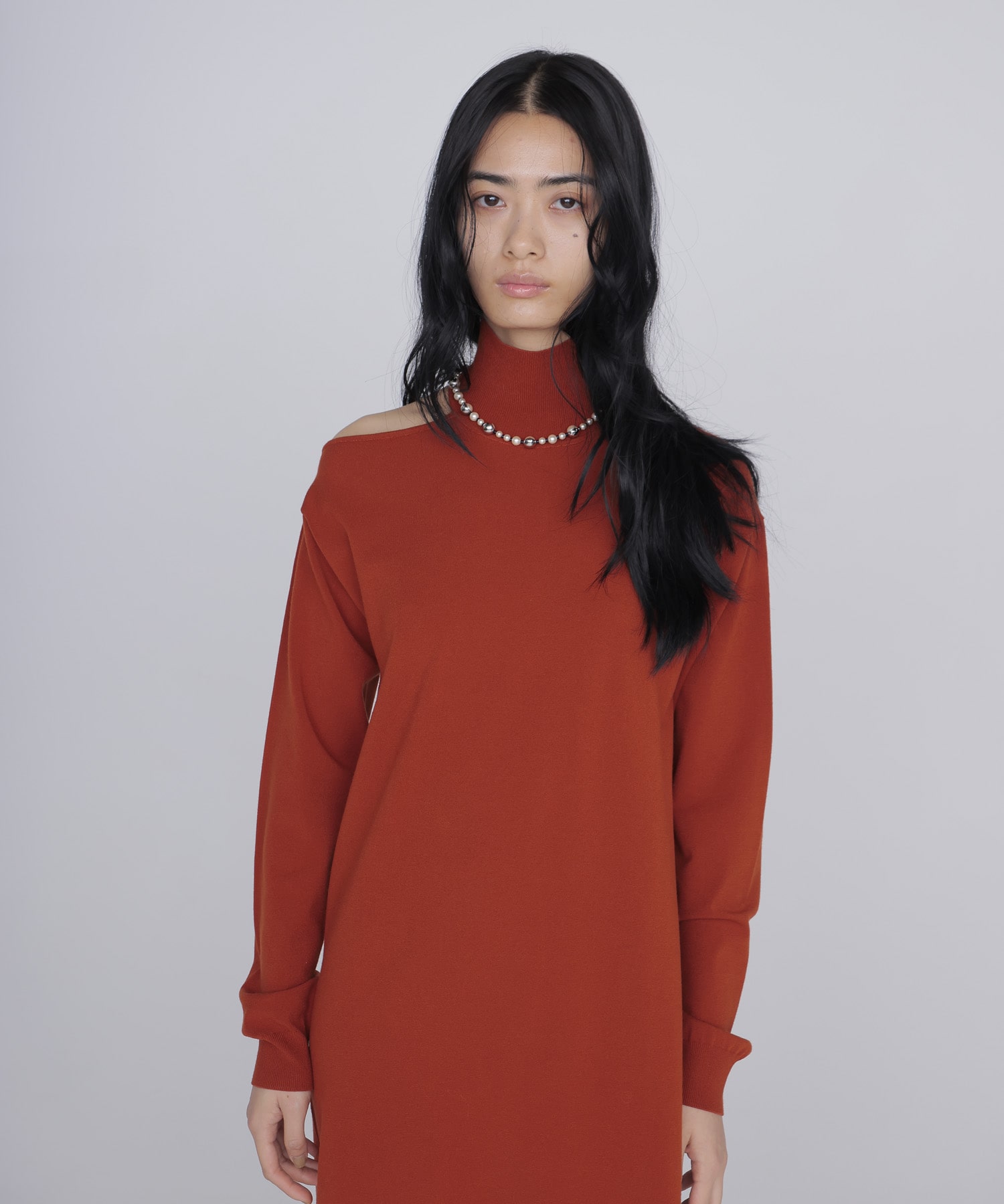 shoulder slit knit dress