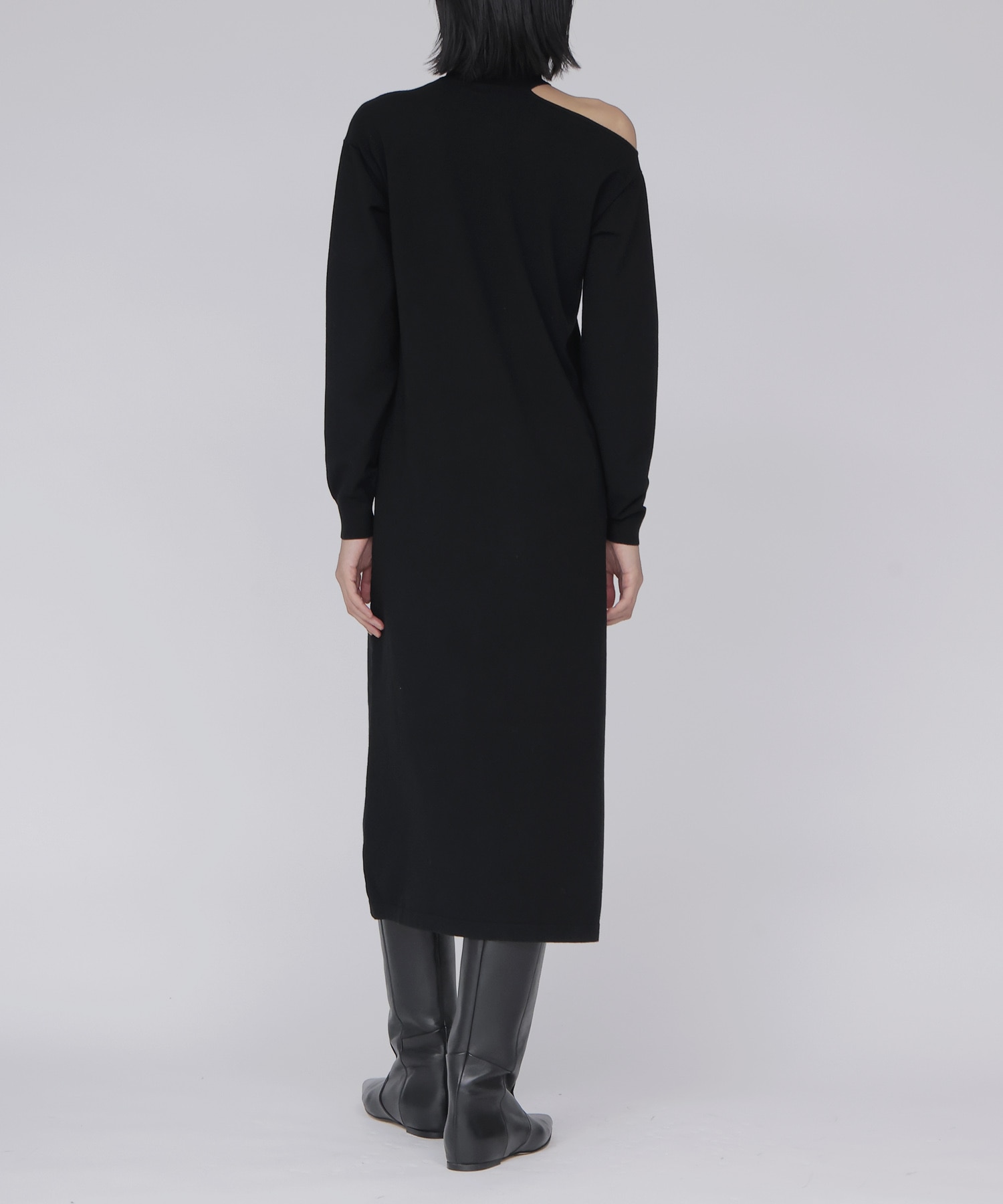 shoulder slit knit dress
