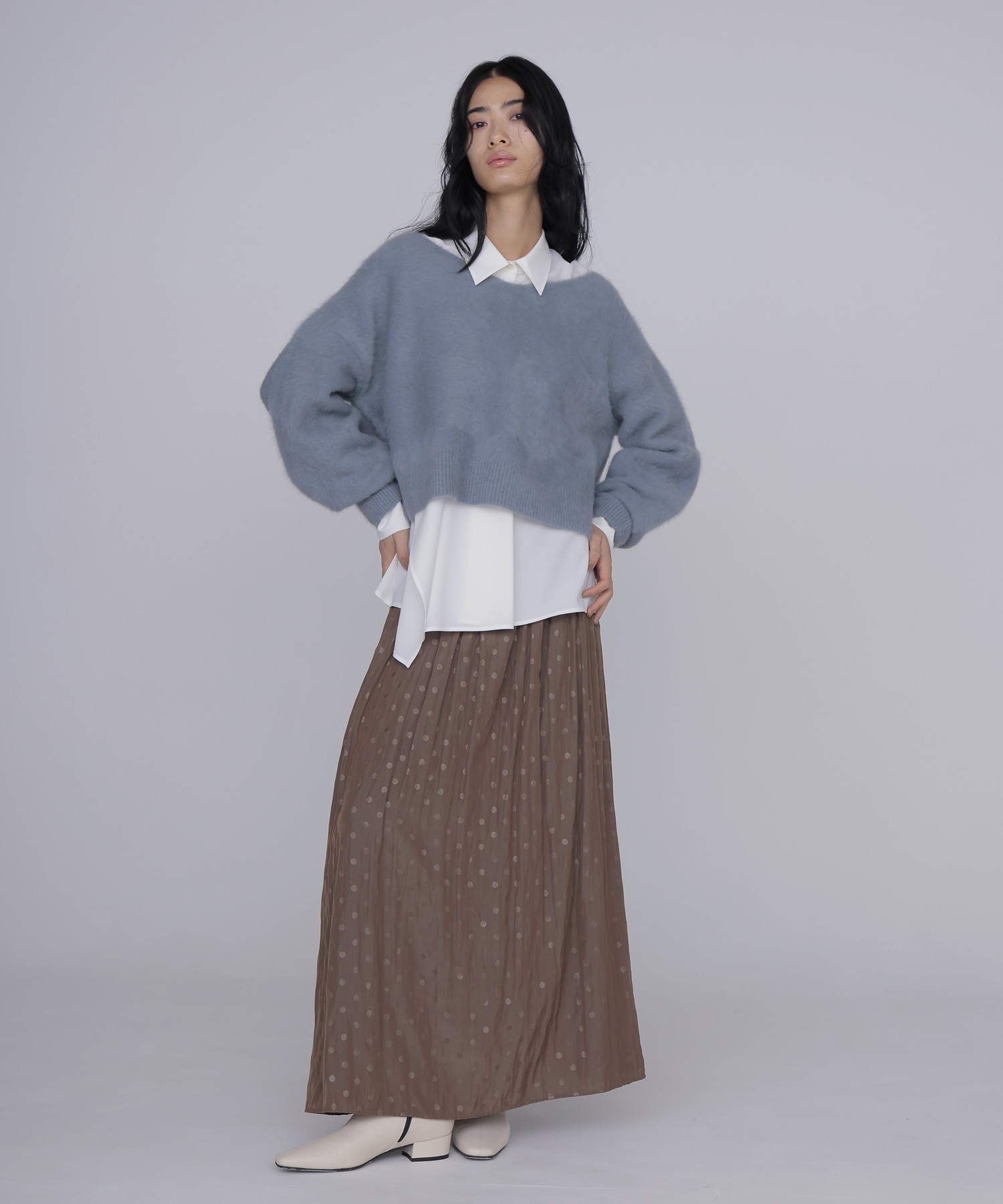 shadow dot long skirt