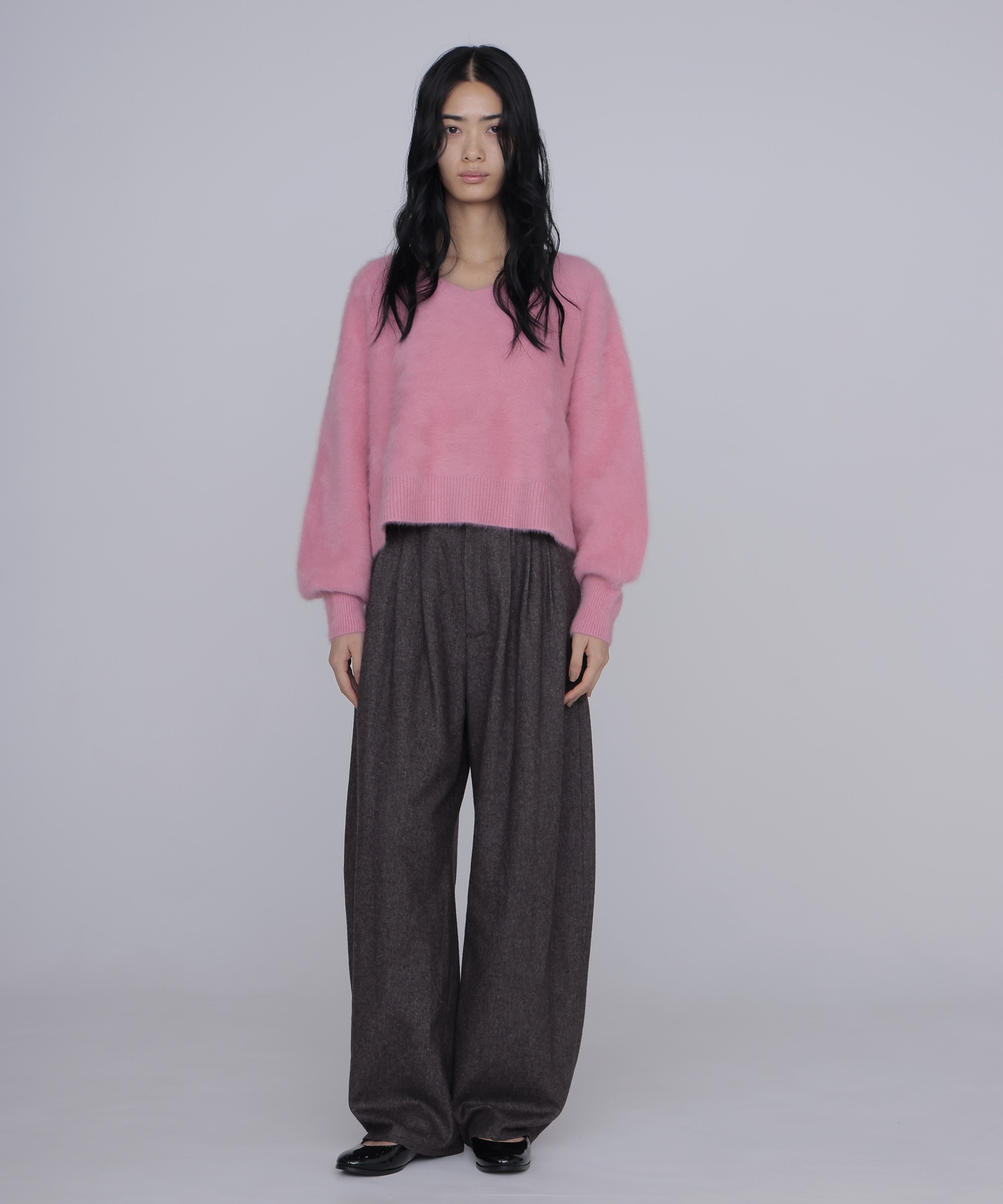 light air flannel 3tuck trousers