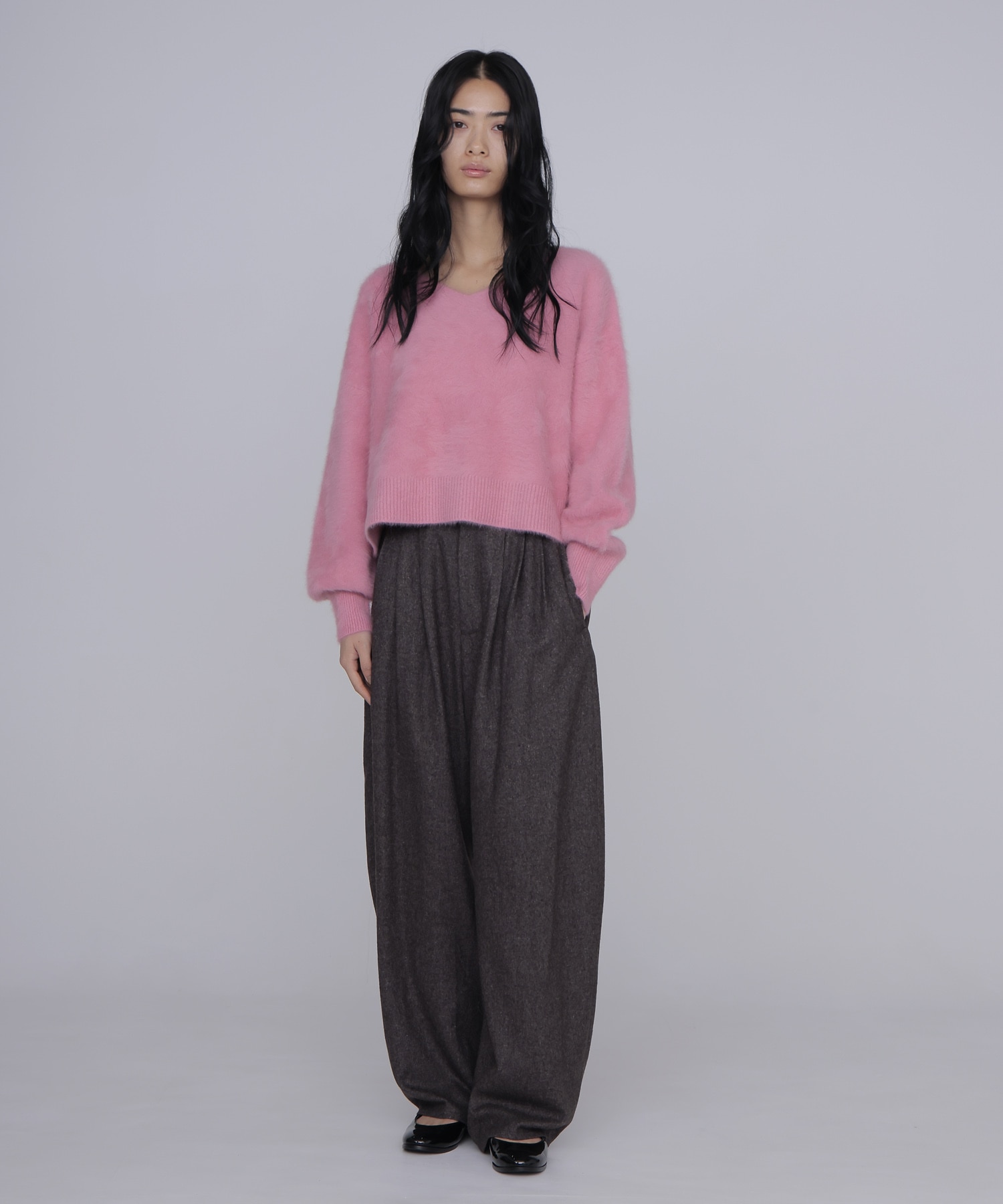 light air flannel 3tuck trousers