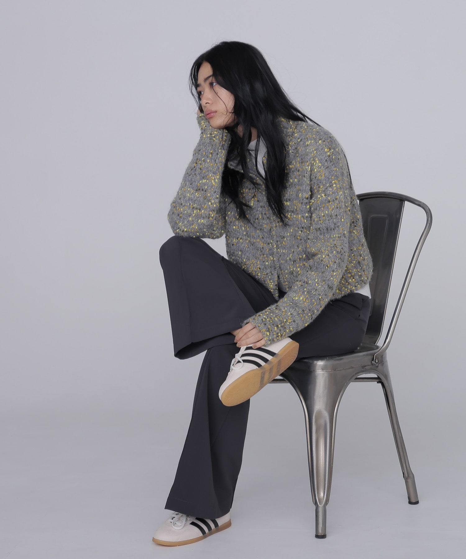 double cloth stretch flare pants