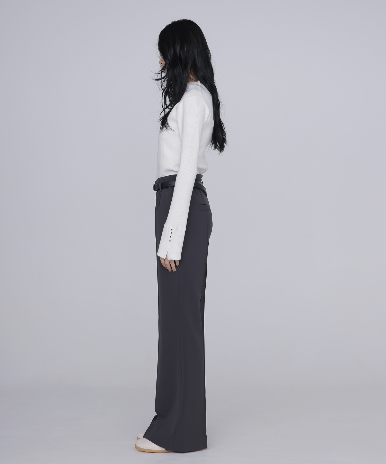 double cloth stretch flare pants