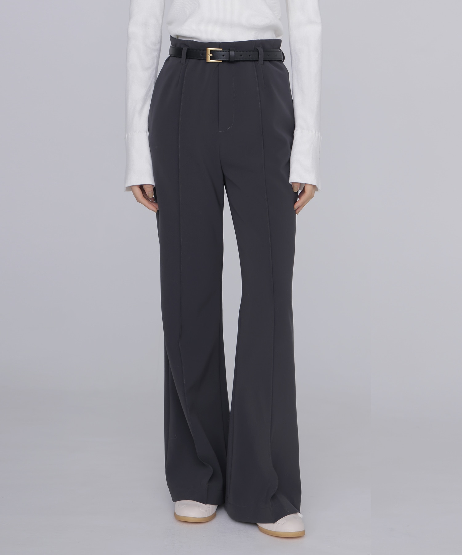 double cloth stretch flare pants