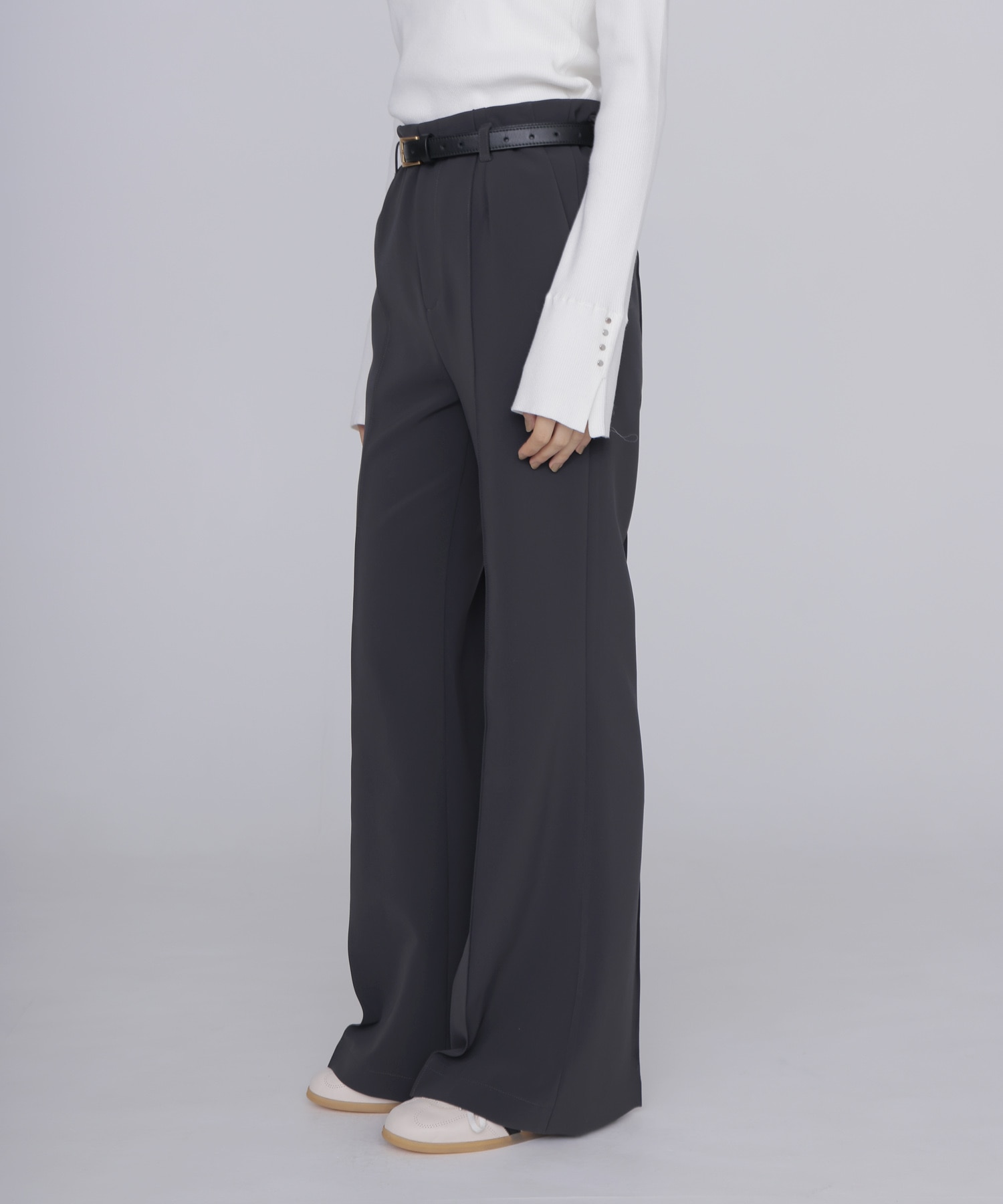 double cloth stretch flare pants