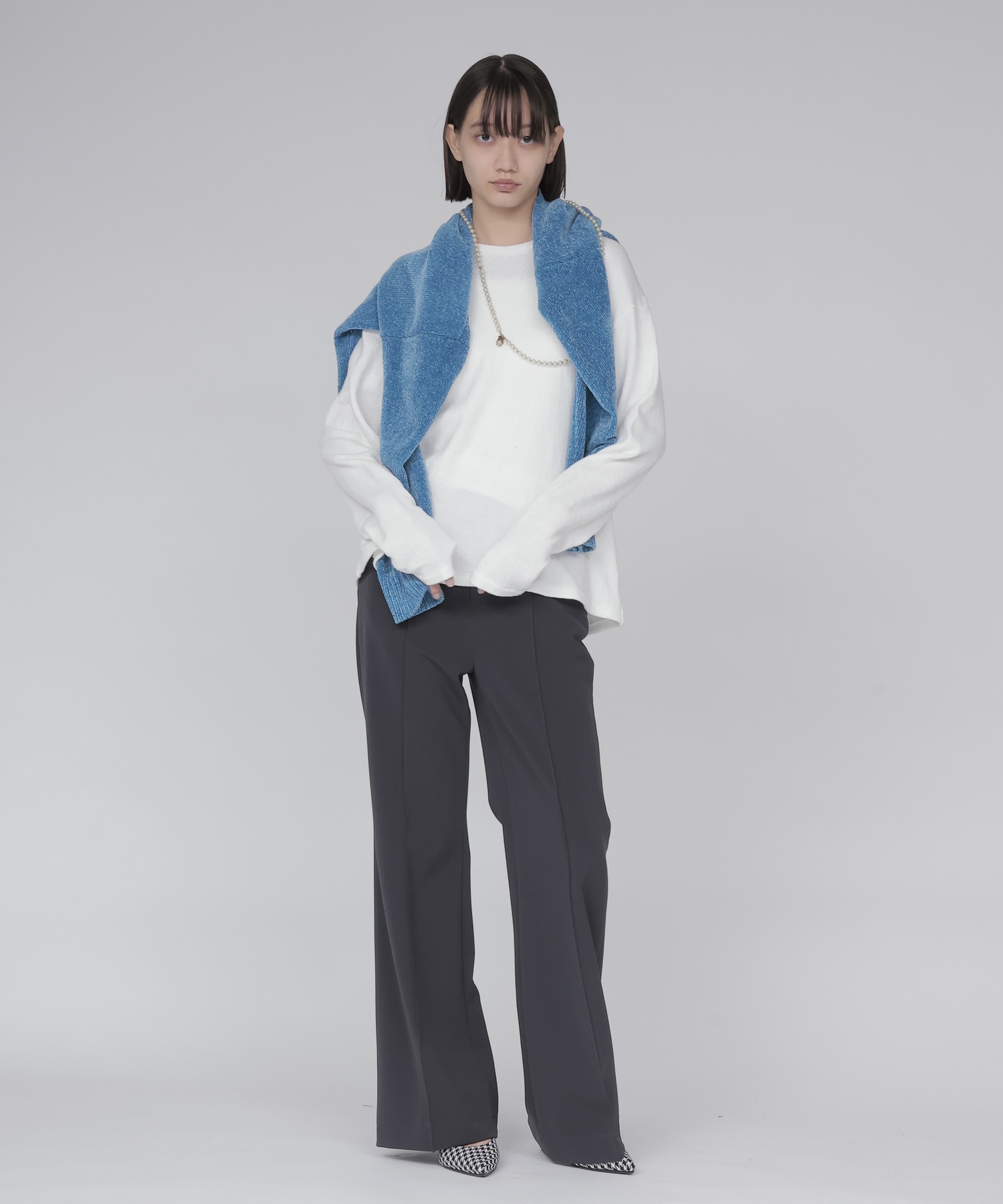 double cloth stretch flare pants