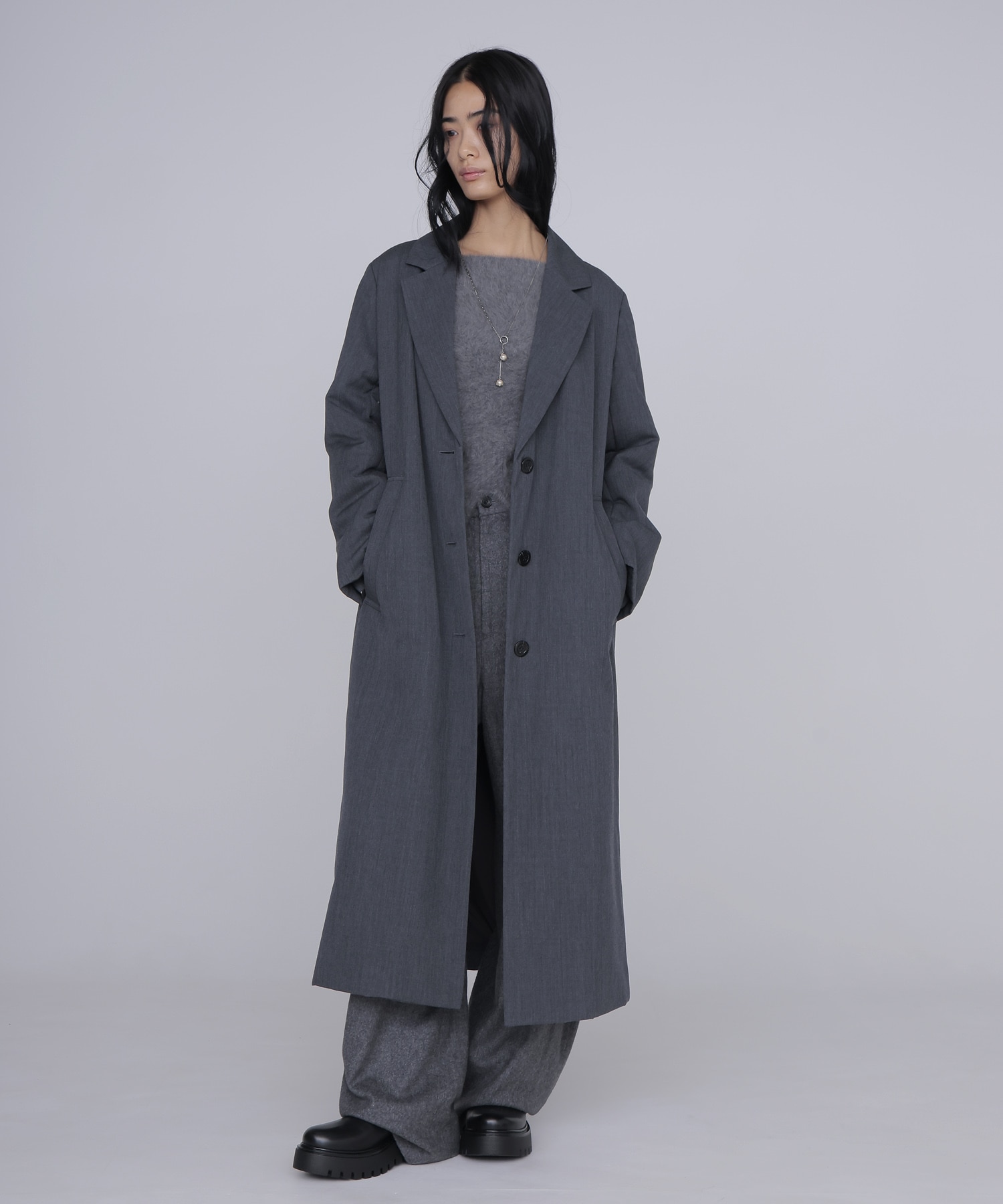 puffer tailored long coat