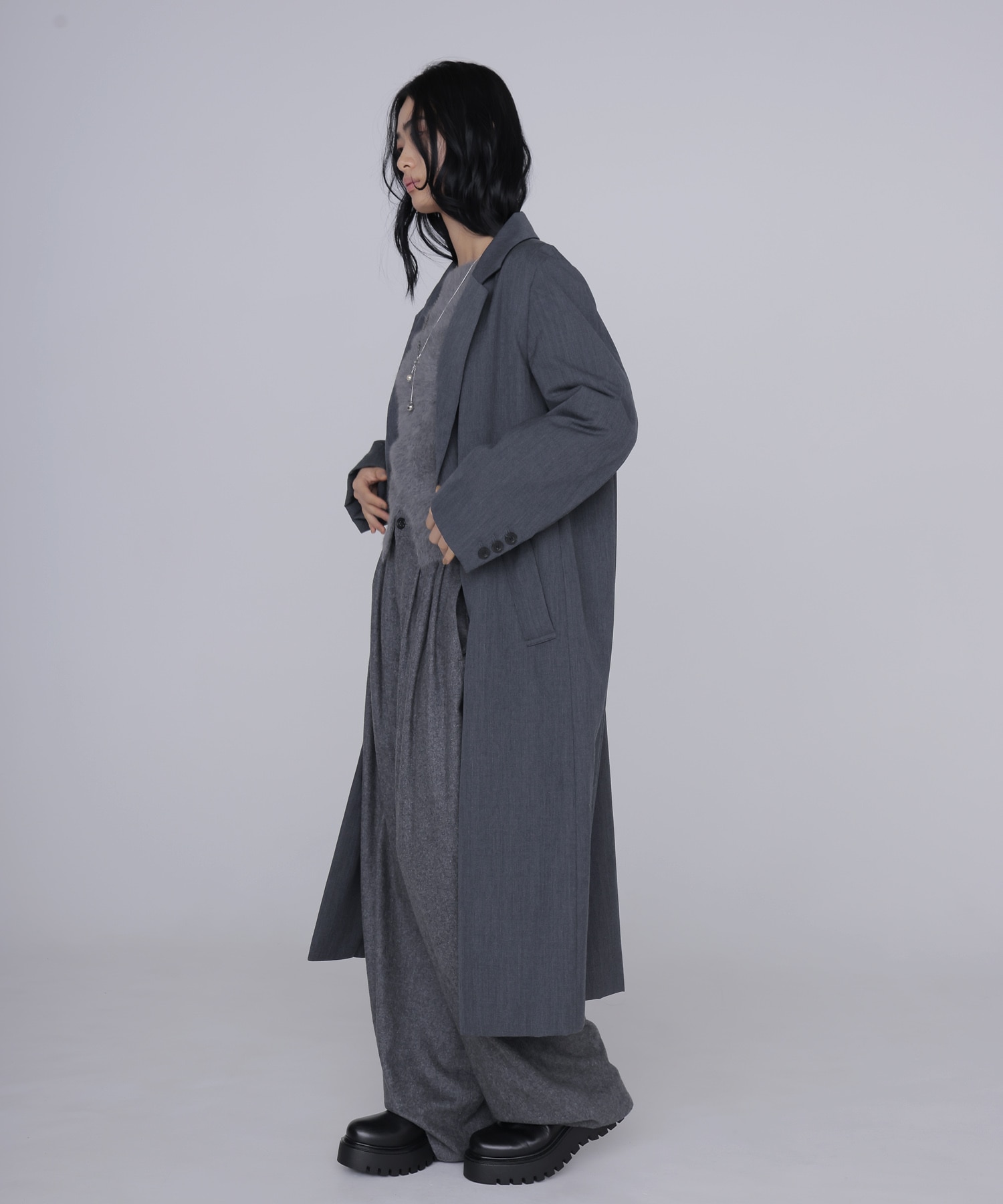 puffer tailored long coat