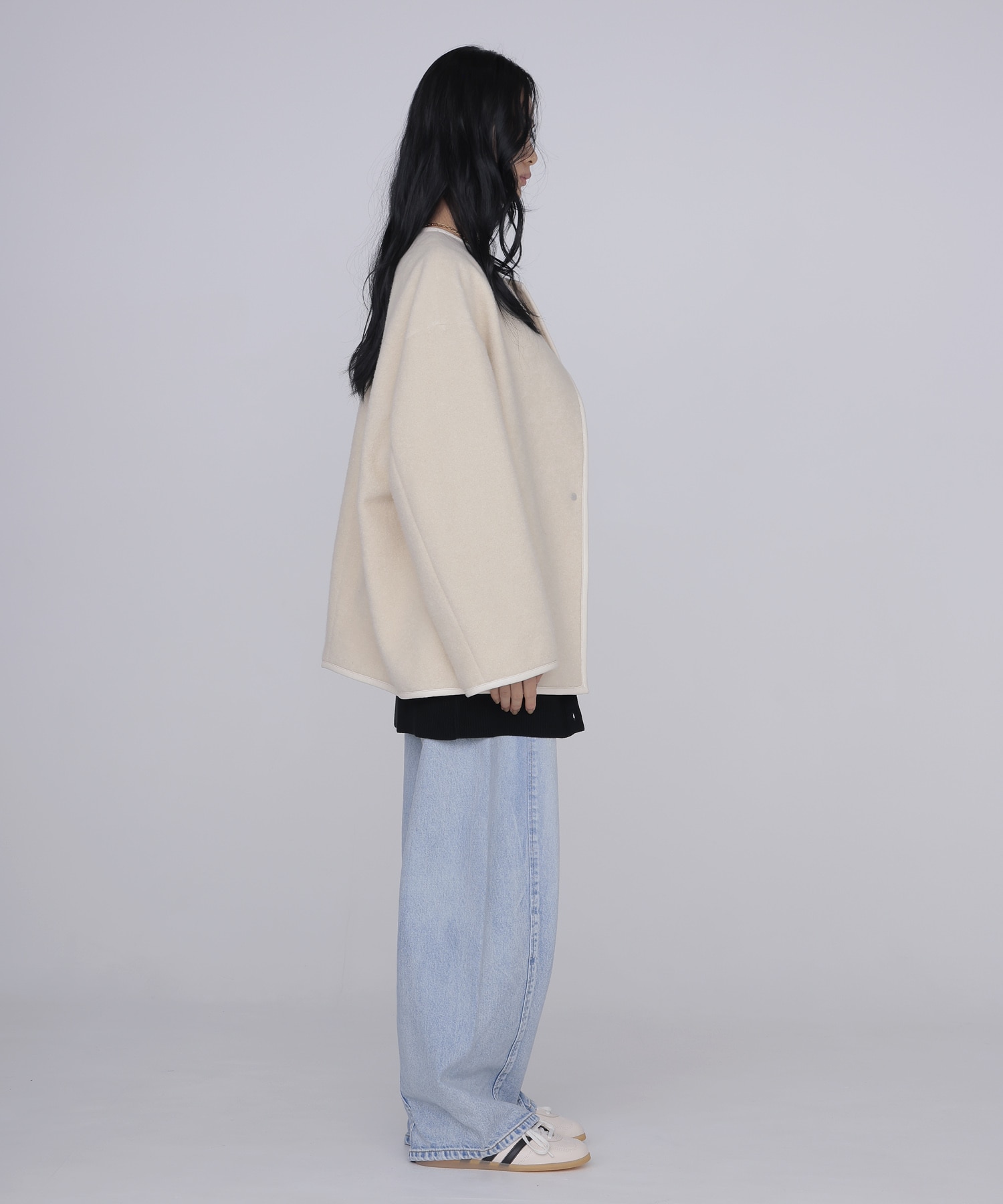 piping boa coat