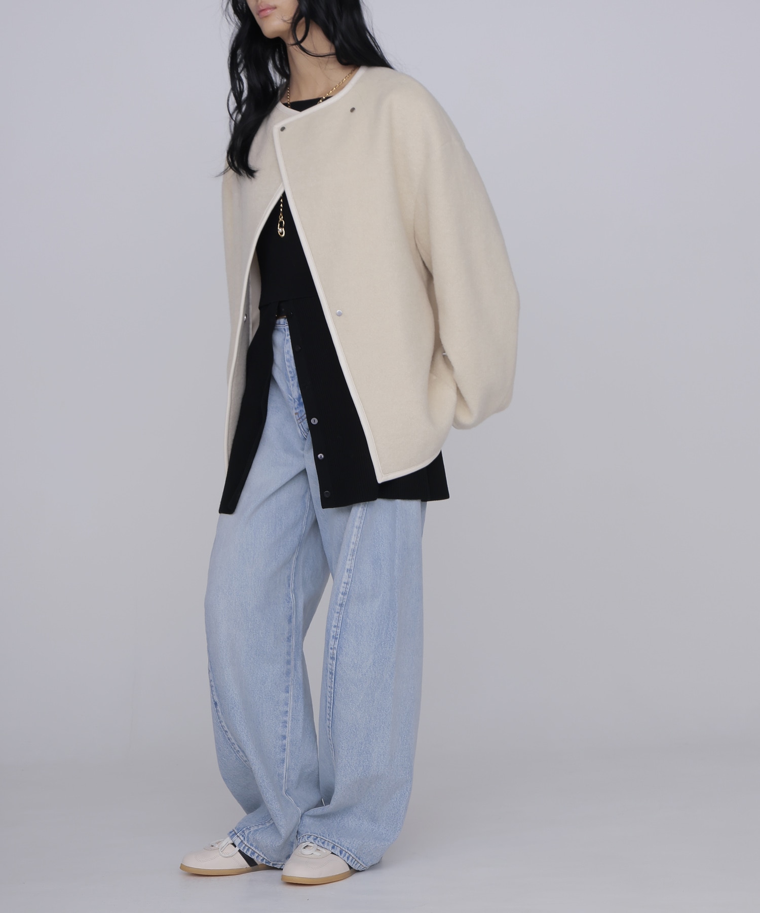 piping boa coat