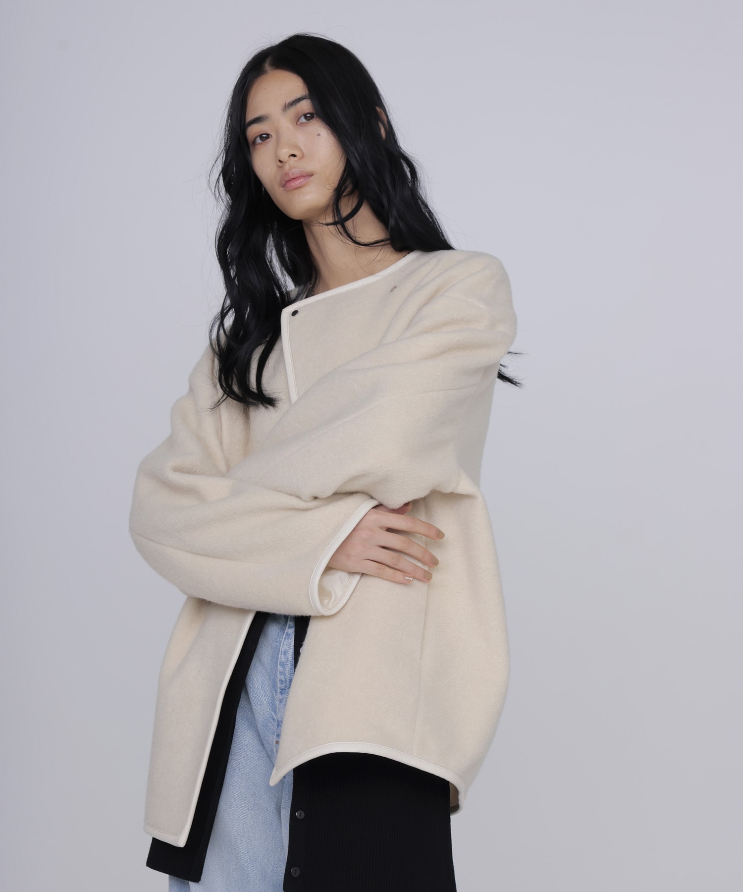 piping boa coat