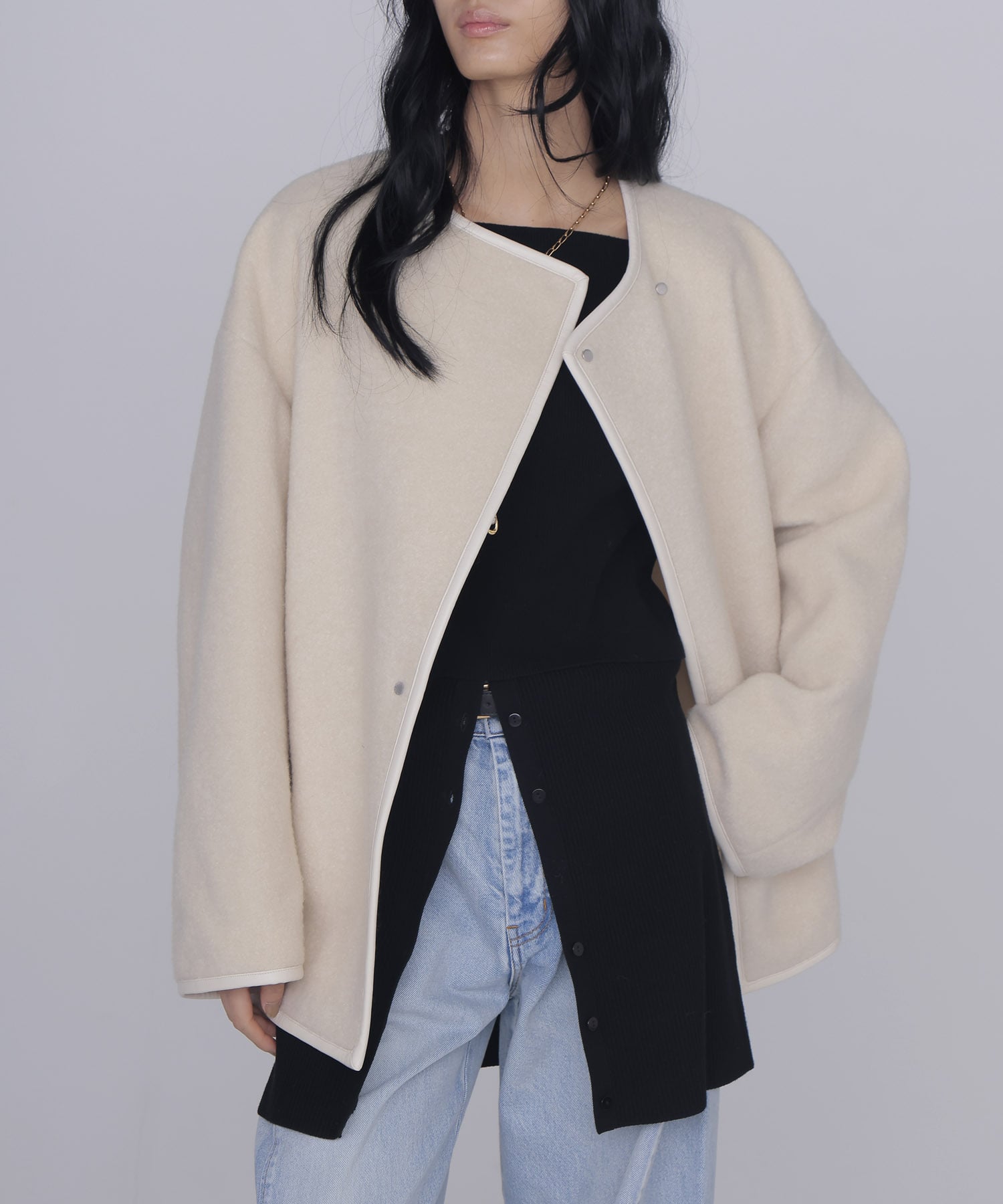 piping boa coat