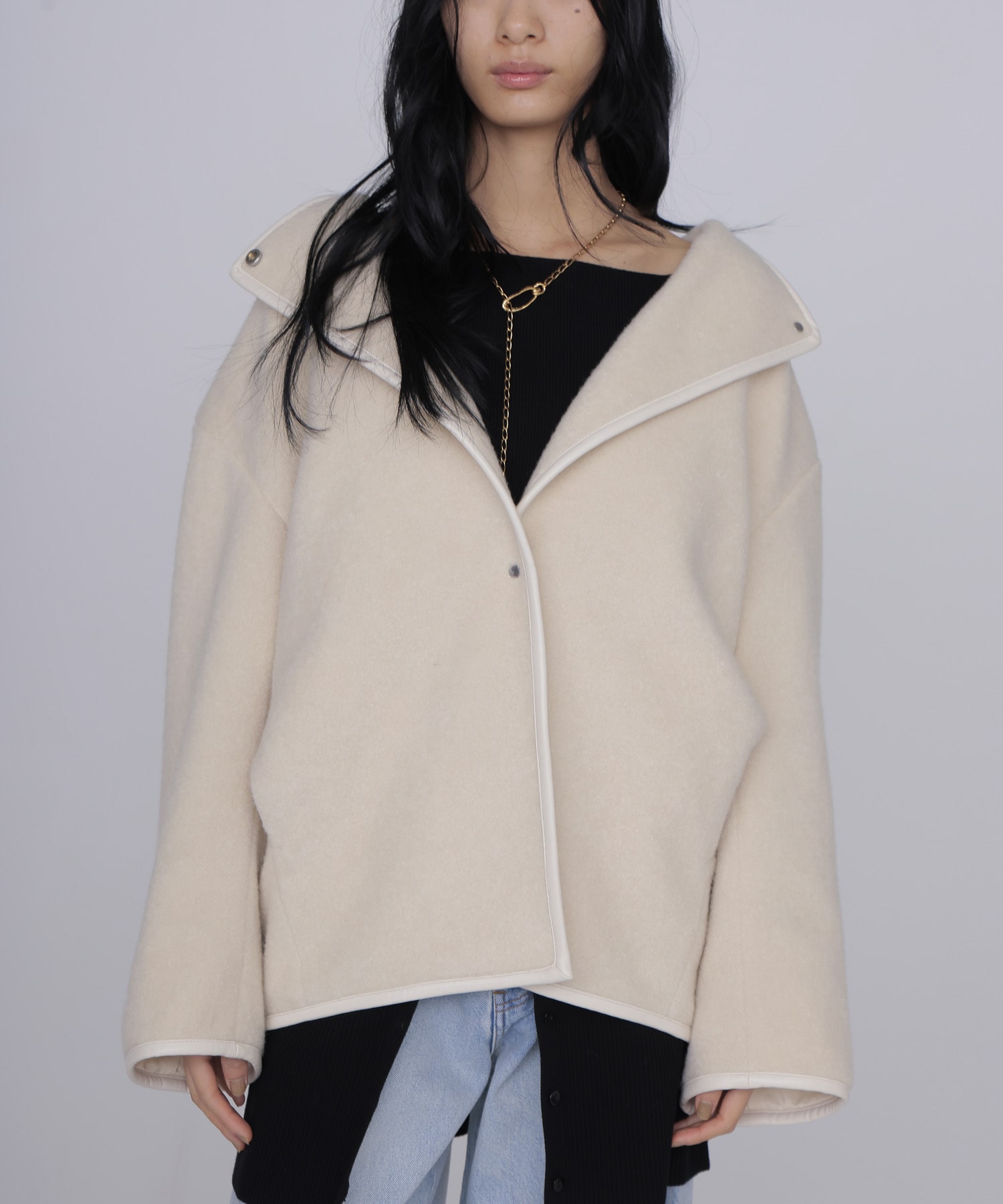 piping boa coat