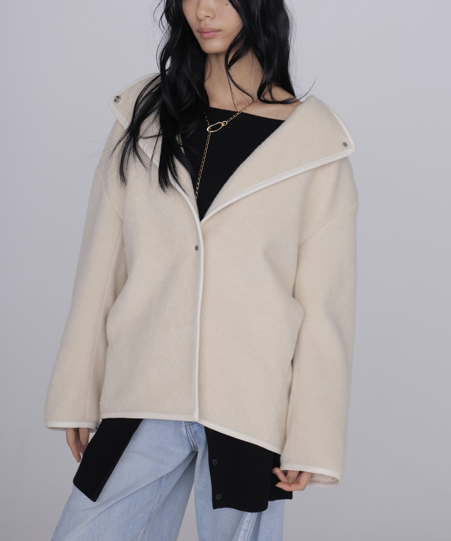 piping boa coat