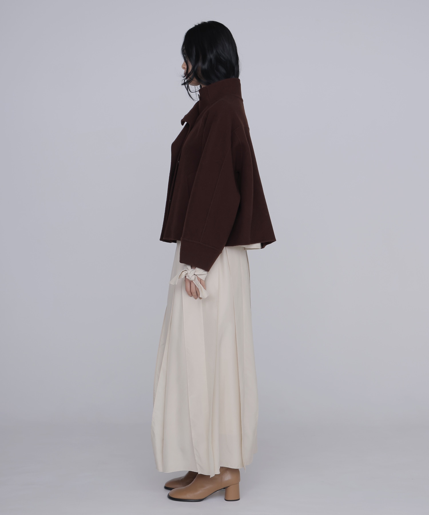 funnel neck short coat