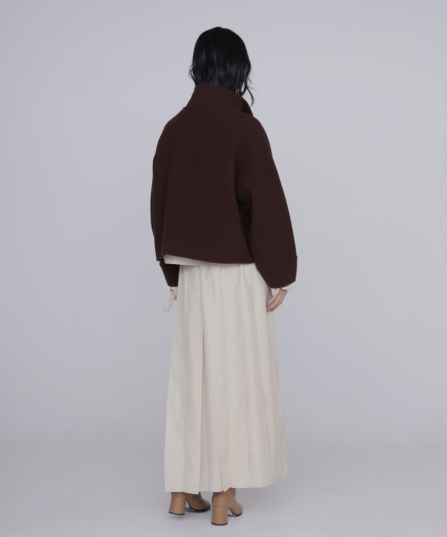 funnel neck short coat