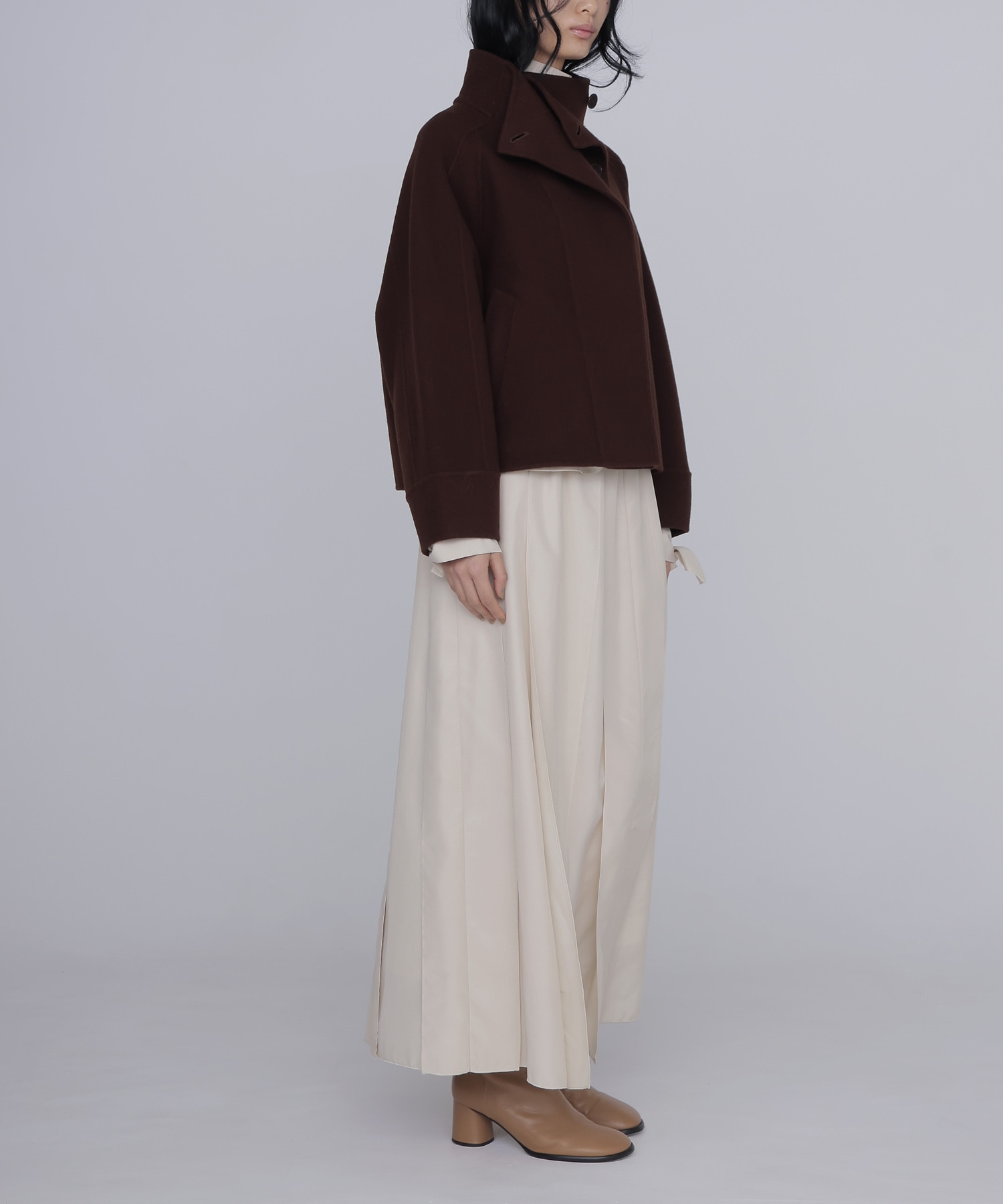 funnel neck short coat
