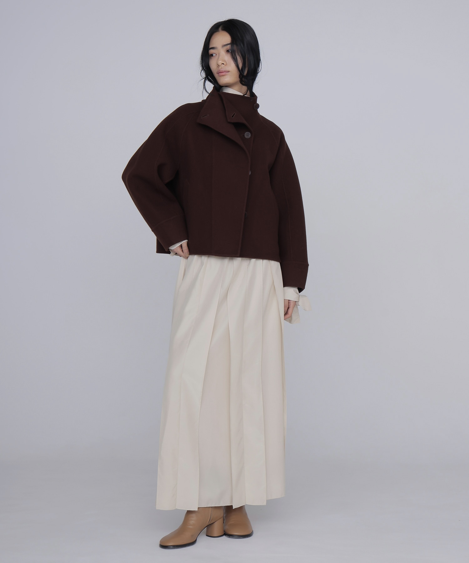 funnel neck short coat